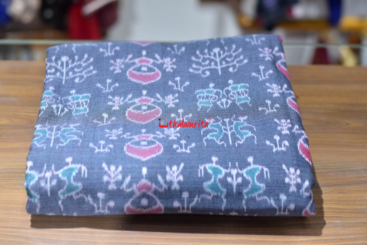 Grey Tribal Kalasi Paper Desigmn Sambalpuri Cotton (Fabric)