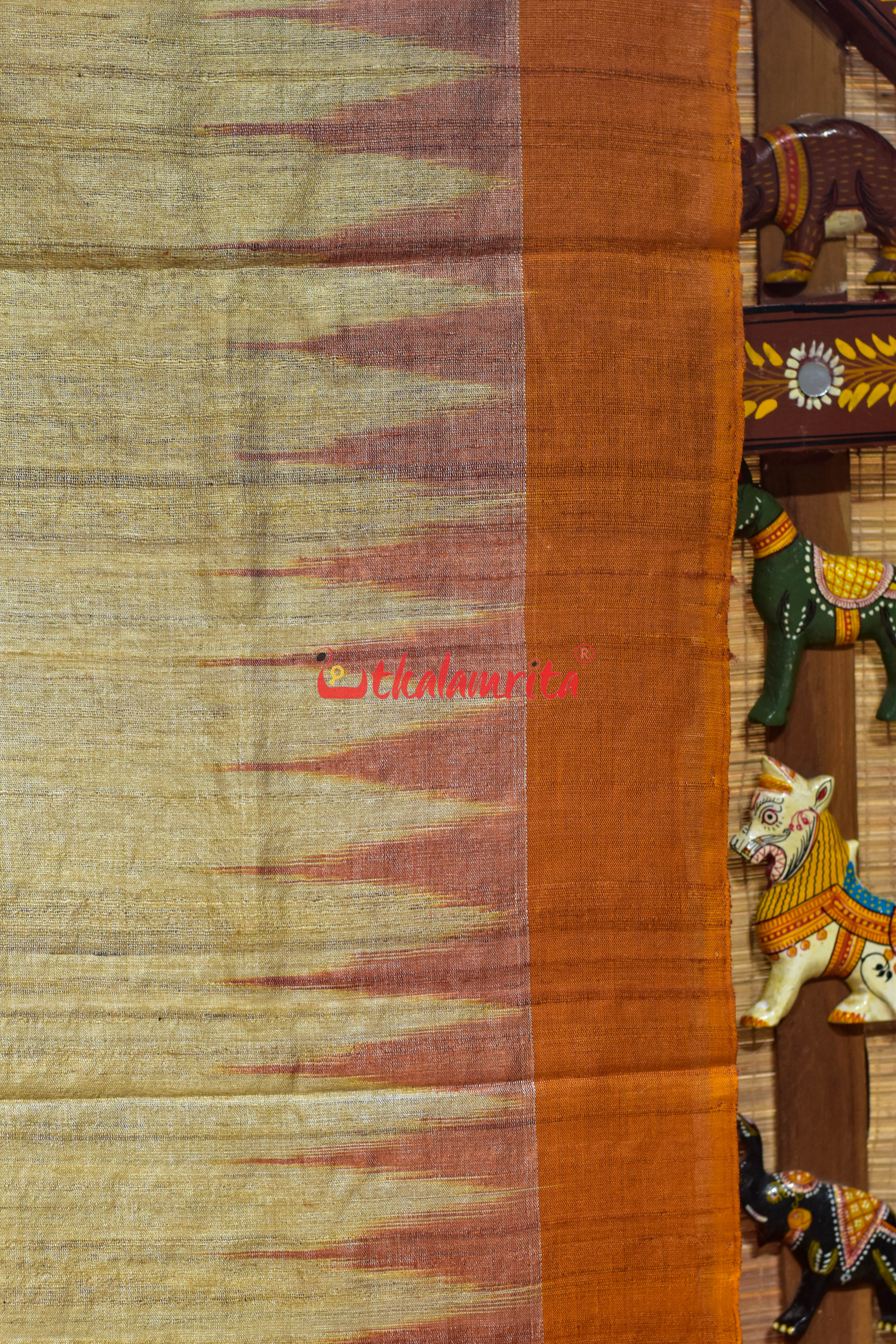 Fine Gopalpur Tussar Beige Orange Saree