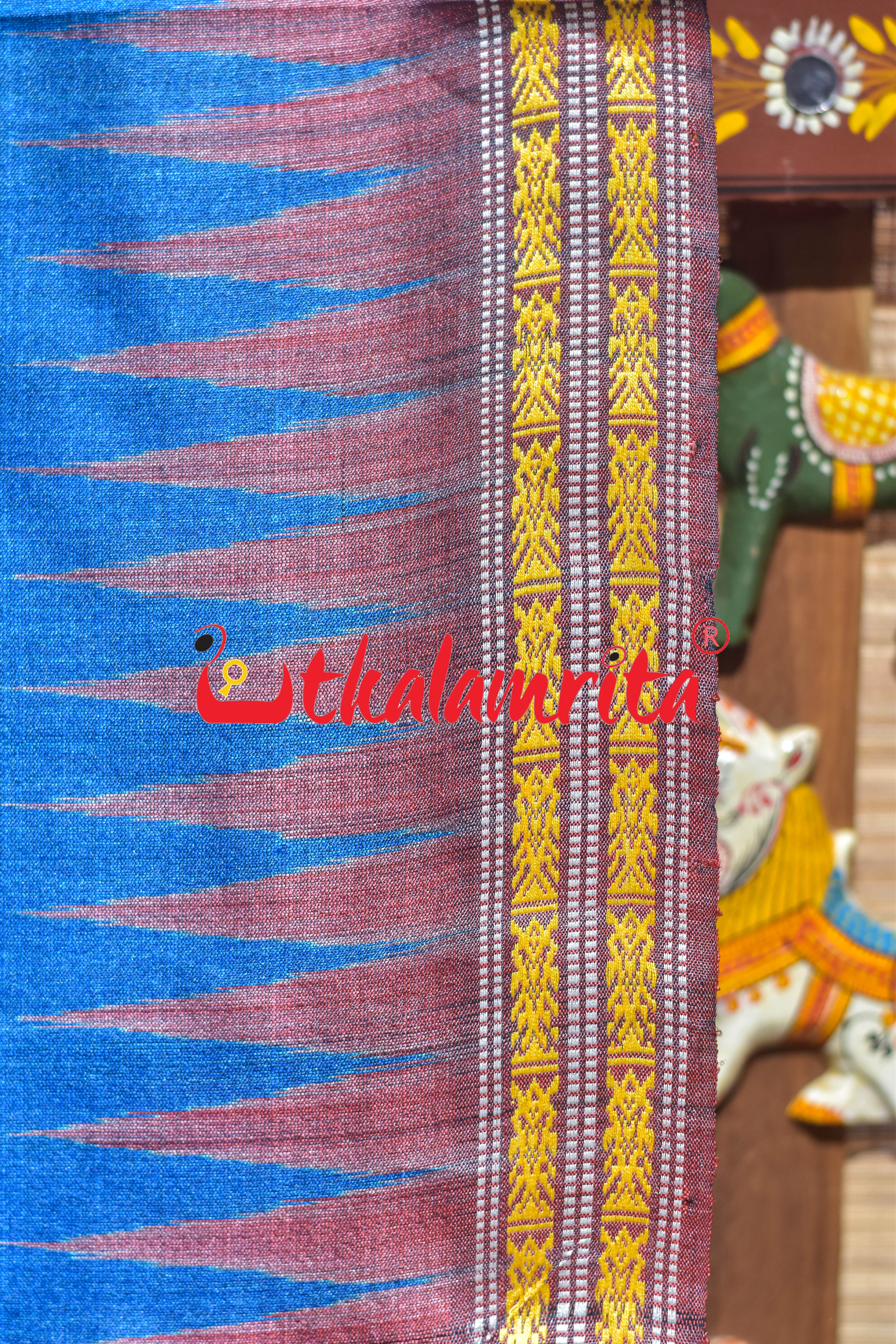 German Blue Body Butterfly Gopalpur Tussar Silk Saree