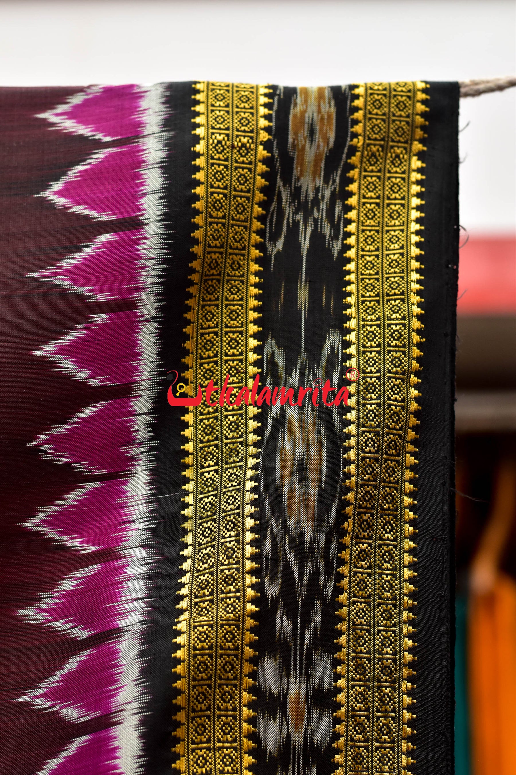 Coffee Body Pasapali Nartaki Anchal Khandua Silk Saree