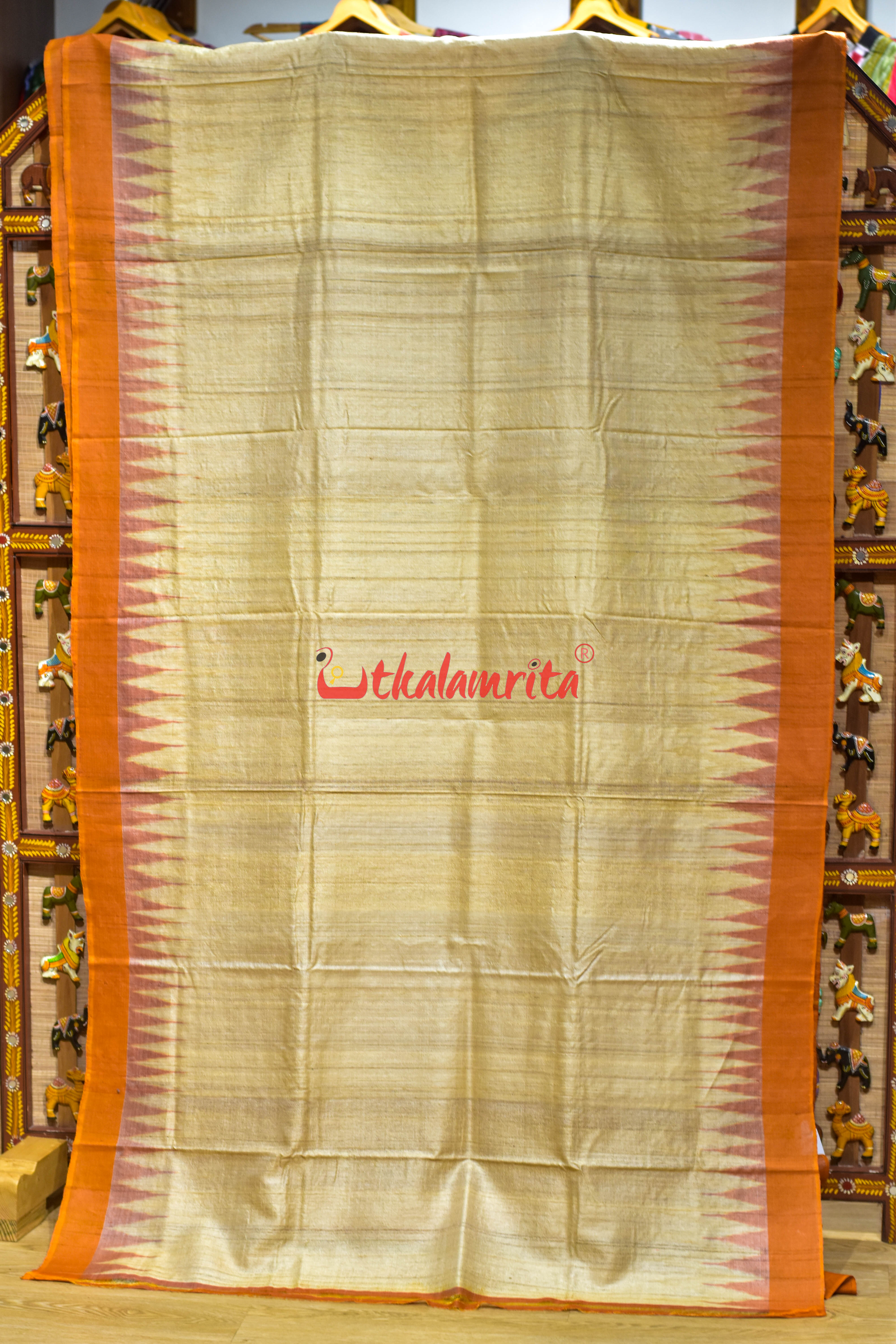 Fine Gopalpur Tussar Beige Orange Saree