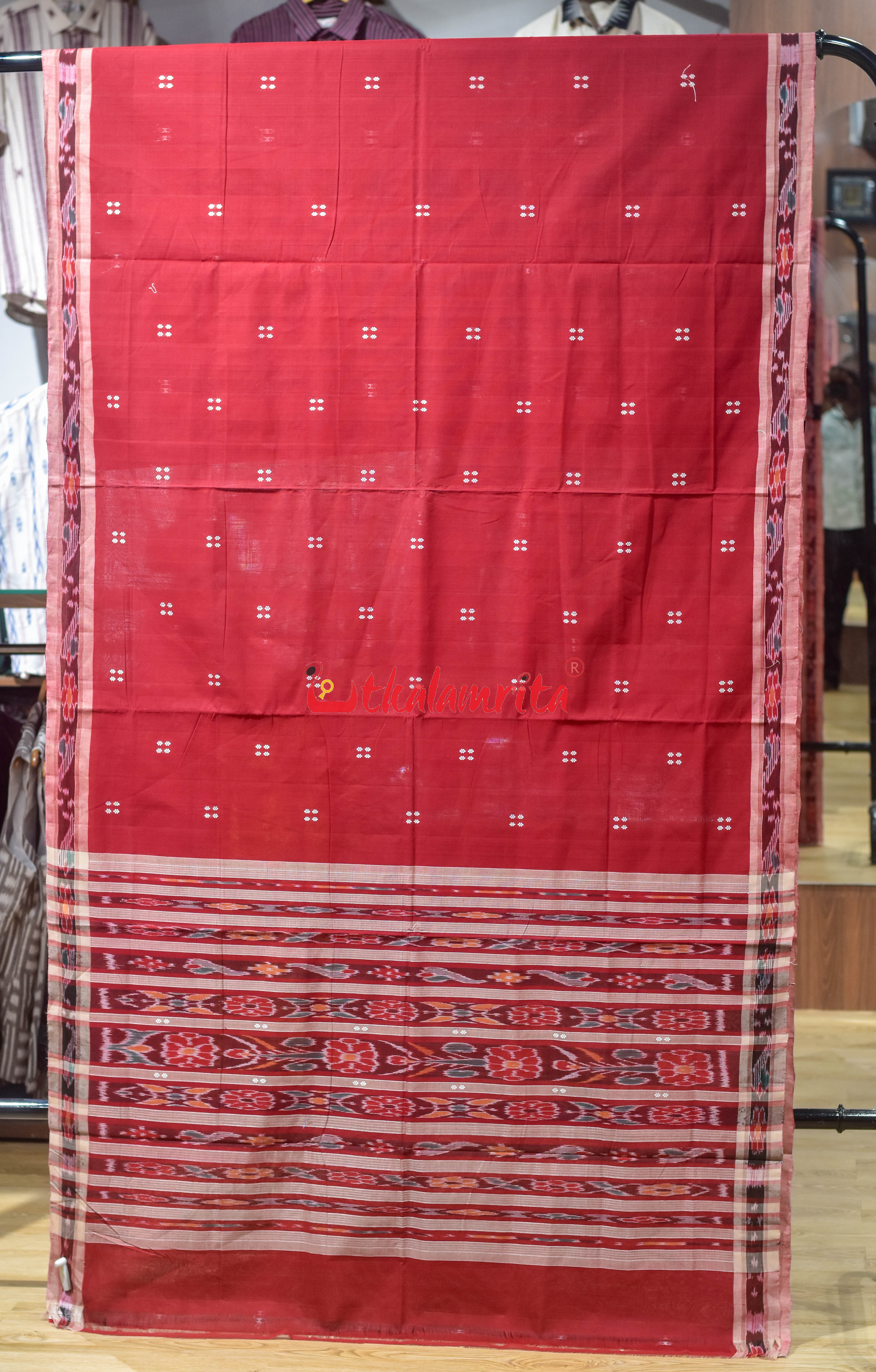 Maroon Chandan Pittala Single Cotton Saree