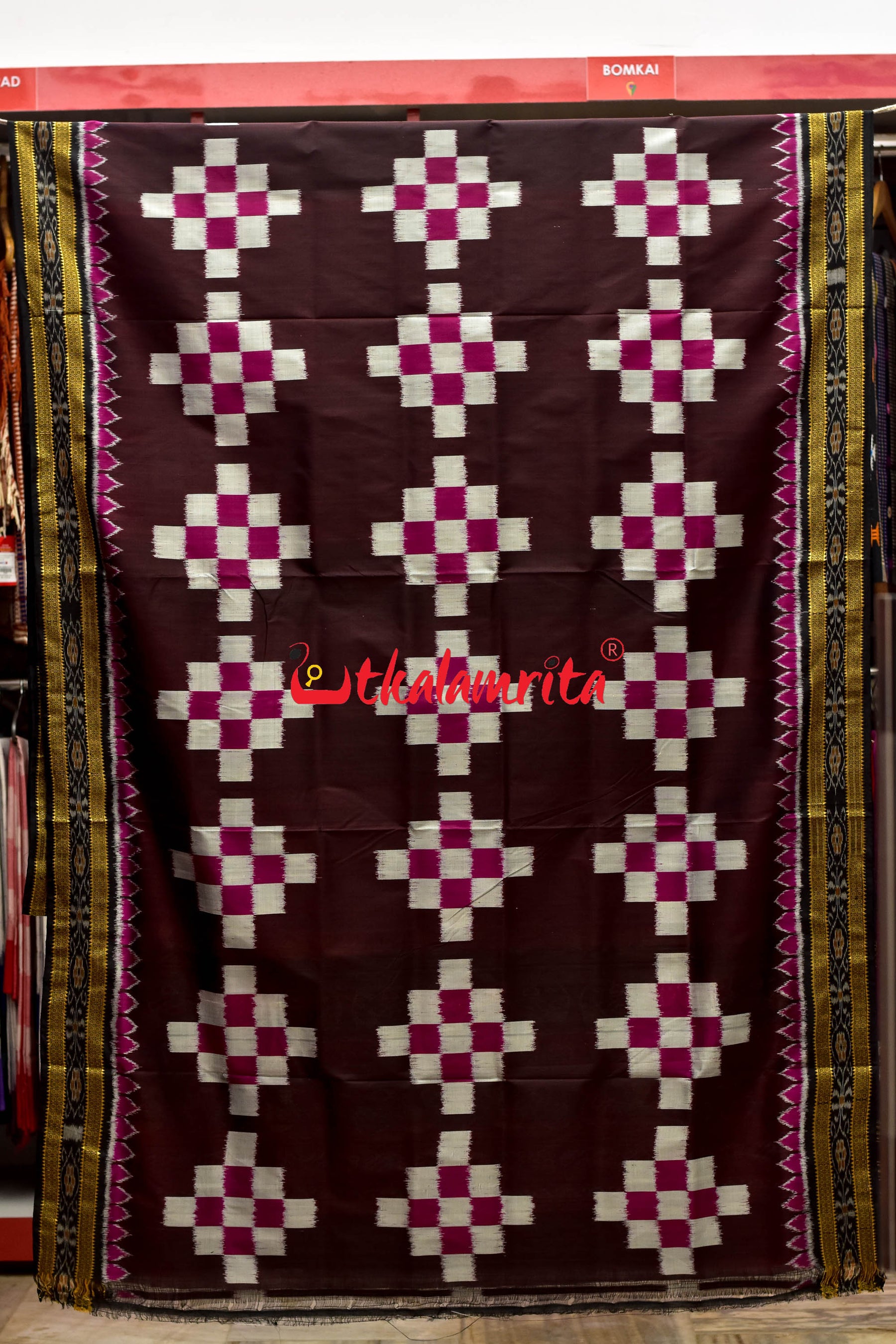 Coffee Body Pasapali Nartaki Anchal Khandua Silk Saree