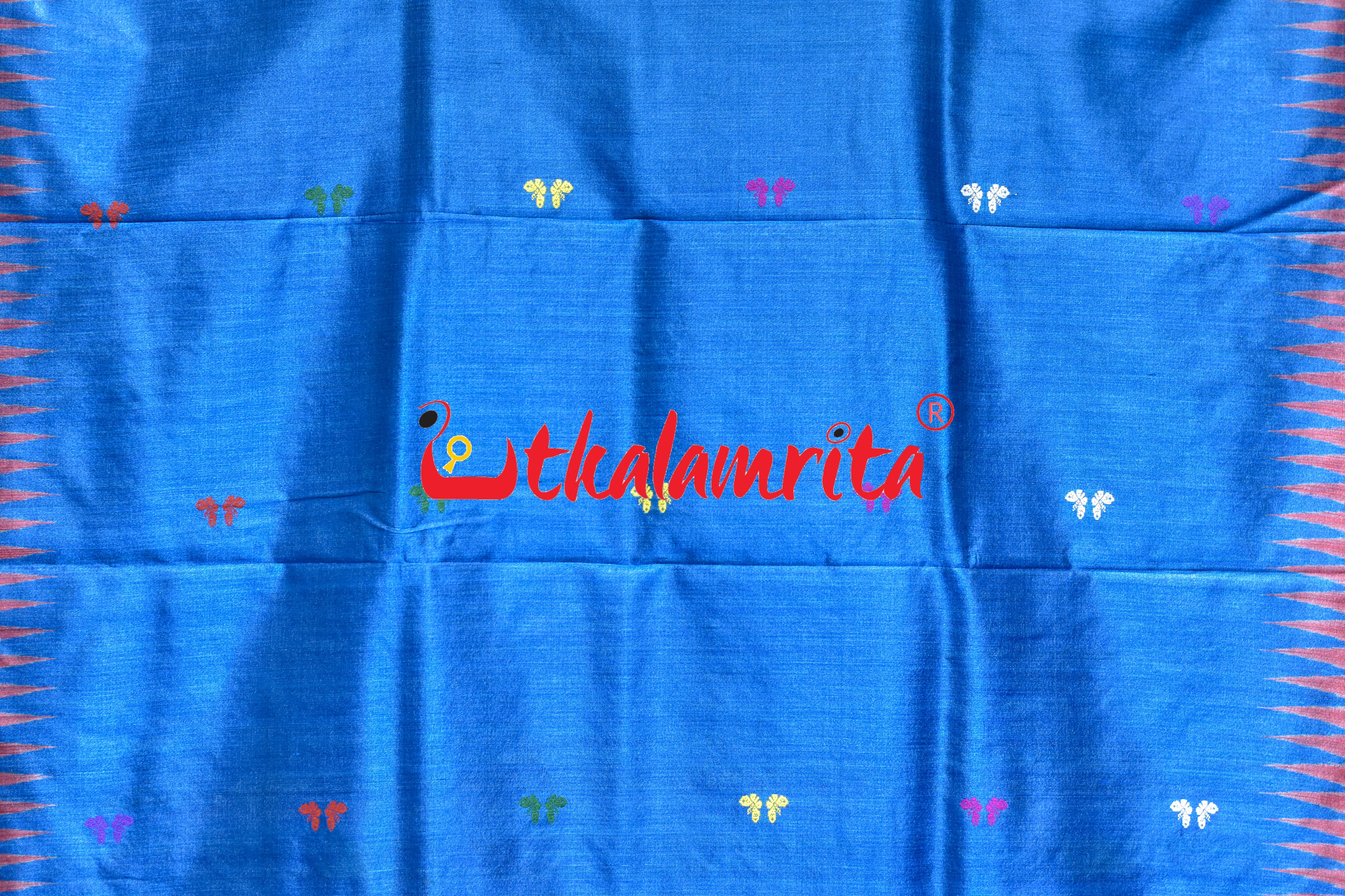 German Blue Body Butterfly Gopalpur Tussar Silk Saree