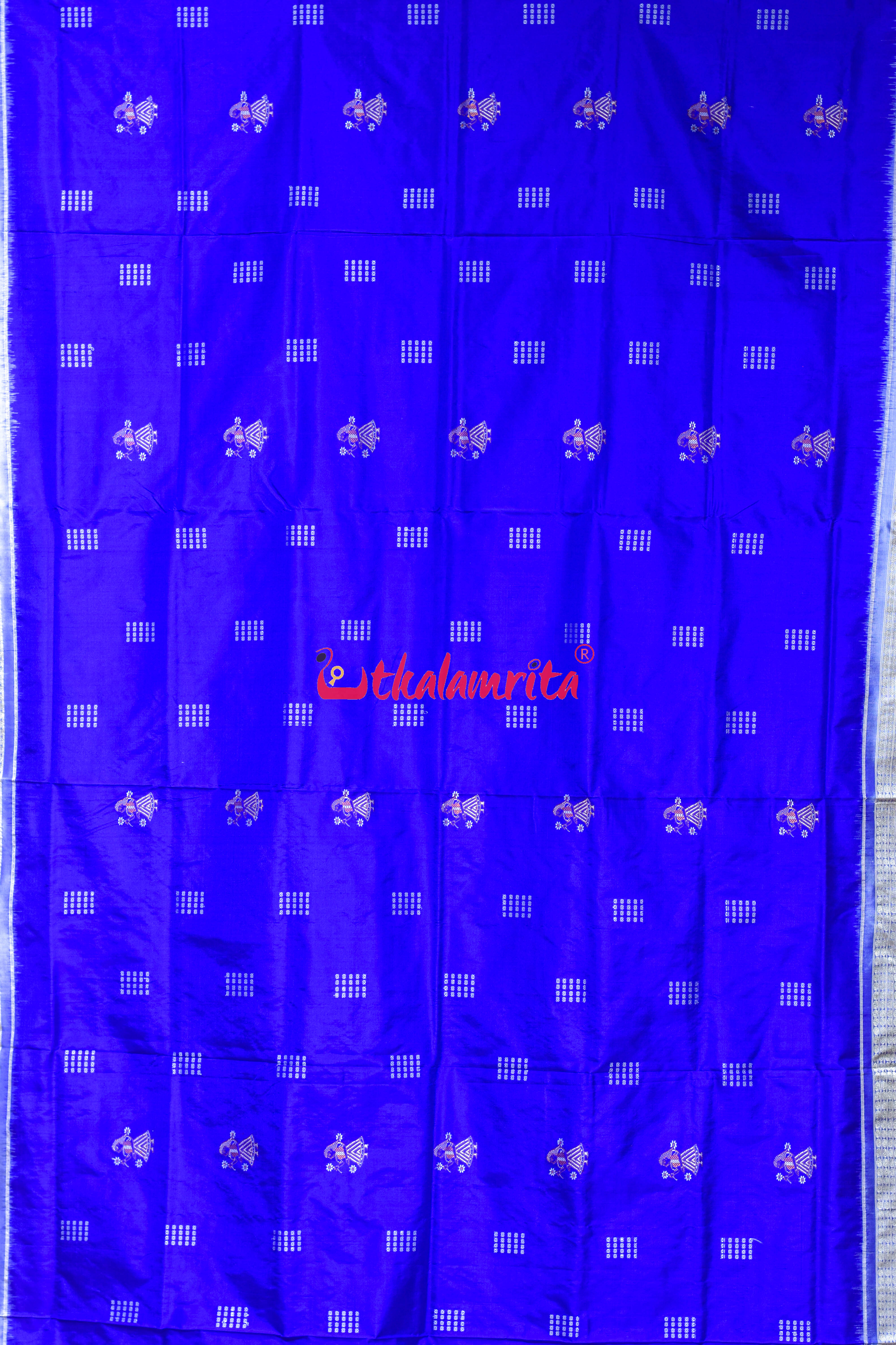 Royal Blue Doll Body Bomkai Silk Saree