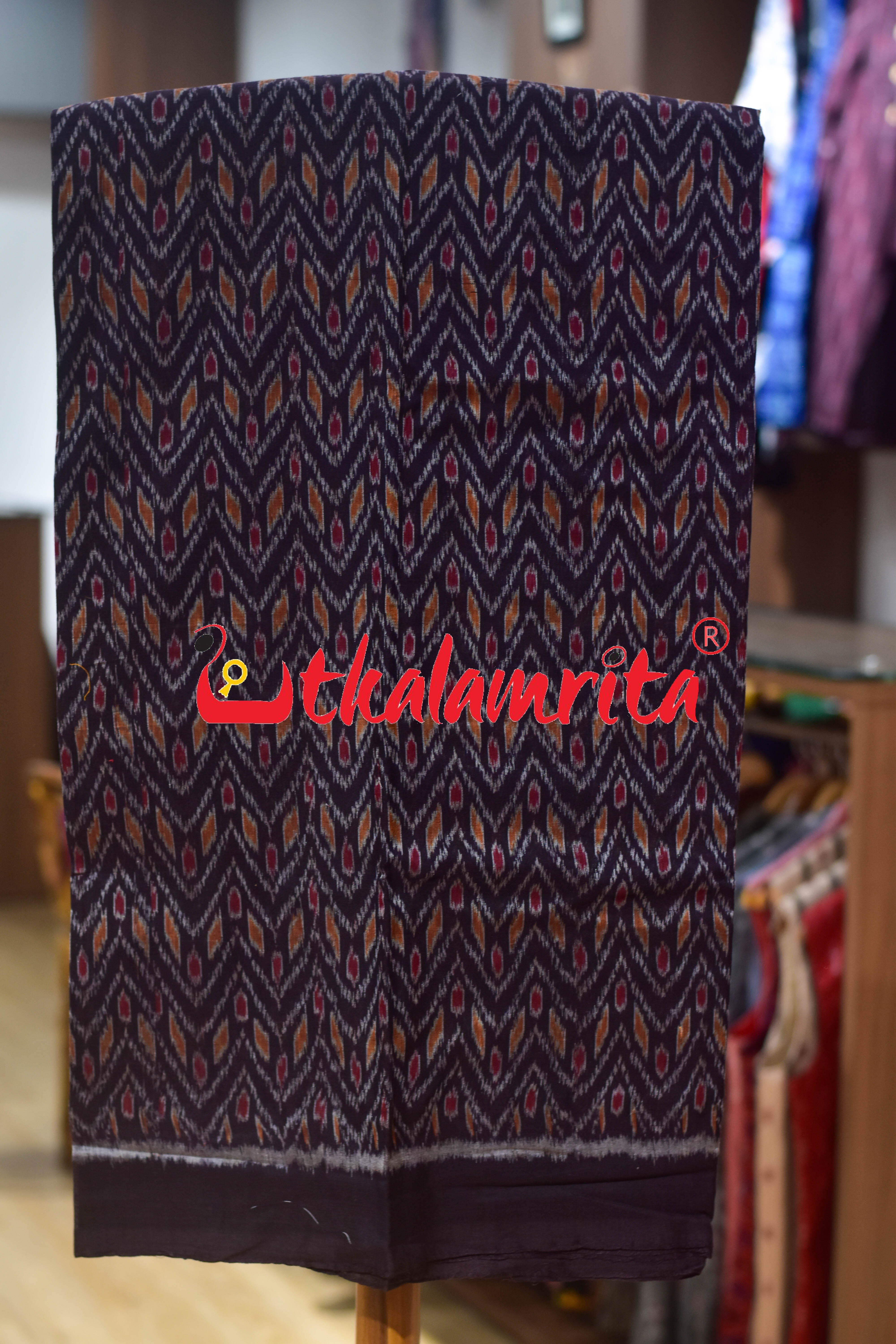 Coffee Yellow Thikiri Waves Sambalpuri Cotton Dress Set