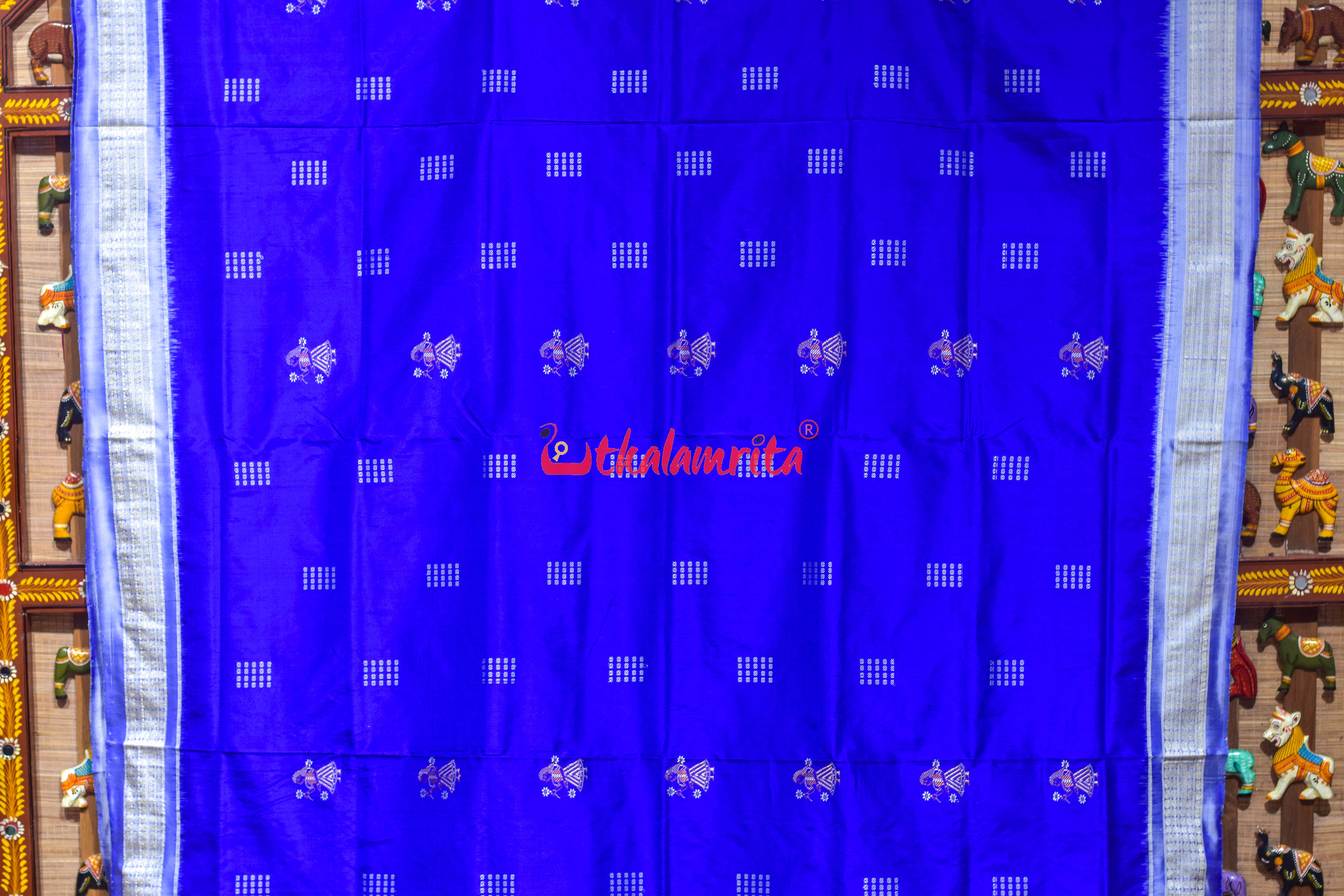 Royal Blue Doll Body Bomkai Silk Saree