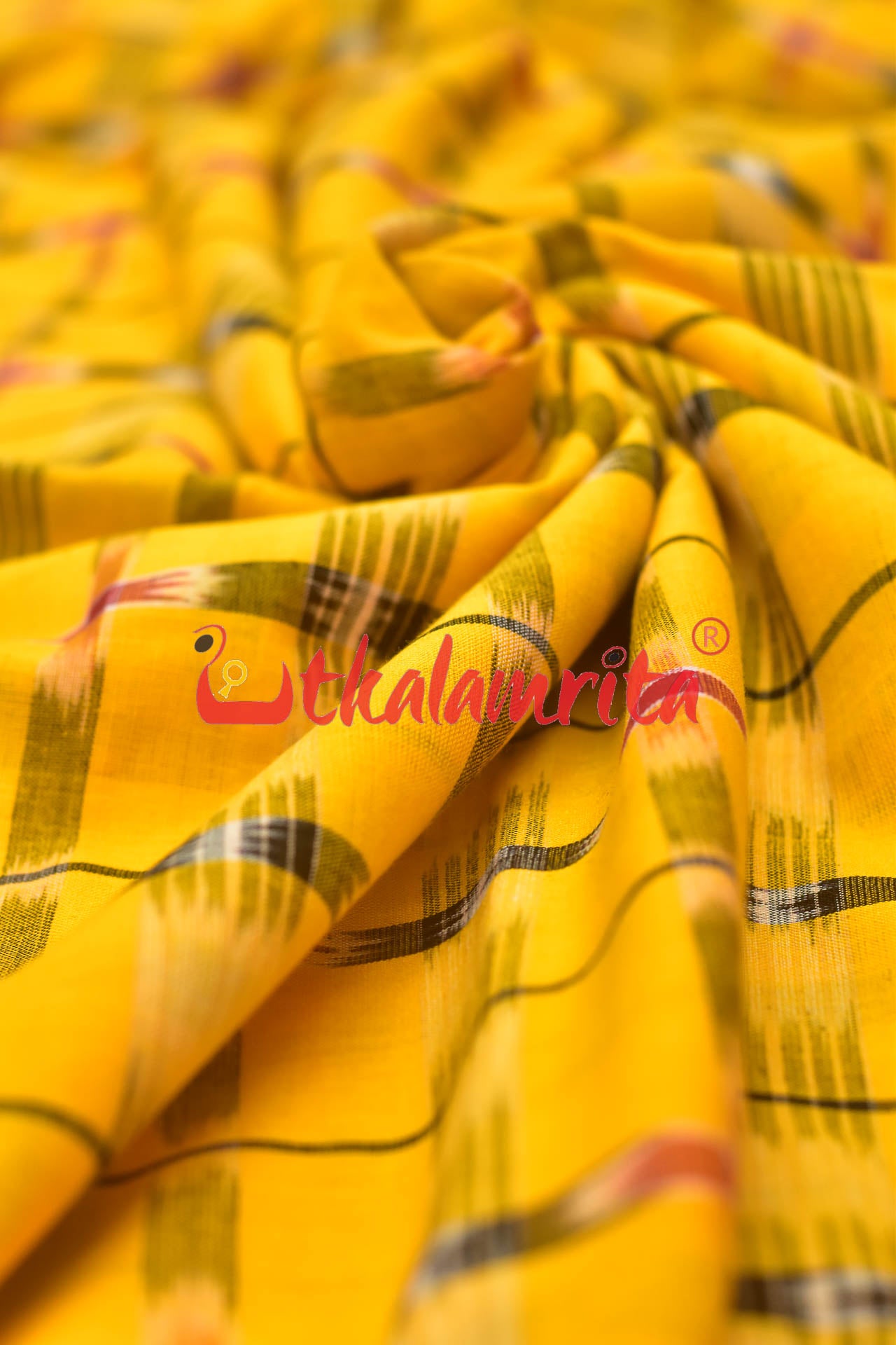 Yellow Chequered Sambalpuri Cotton (Fabric)