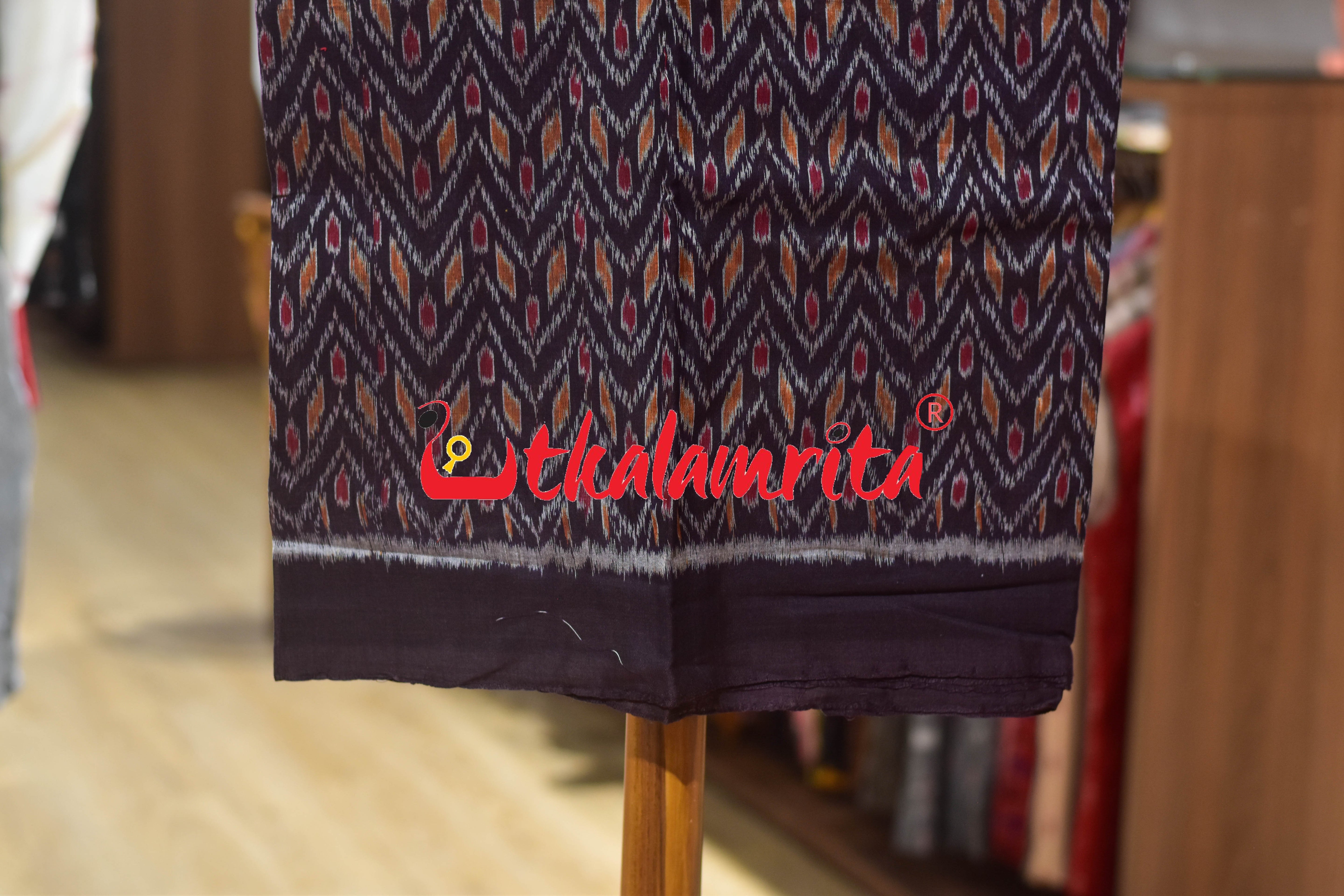 Coffee Yellow Thikiri Waves Sambalpuri Cotton Dress Set