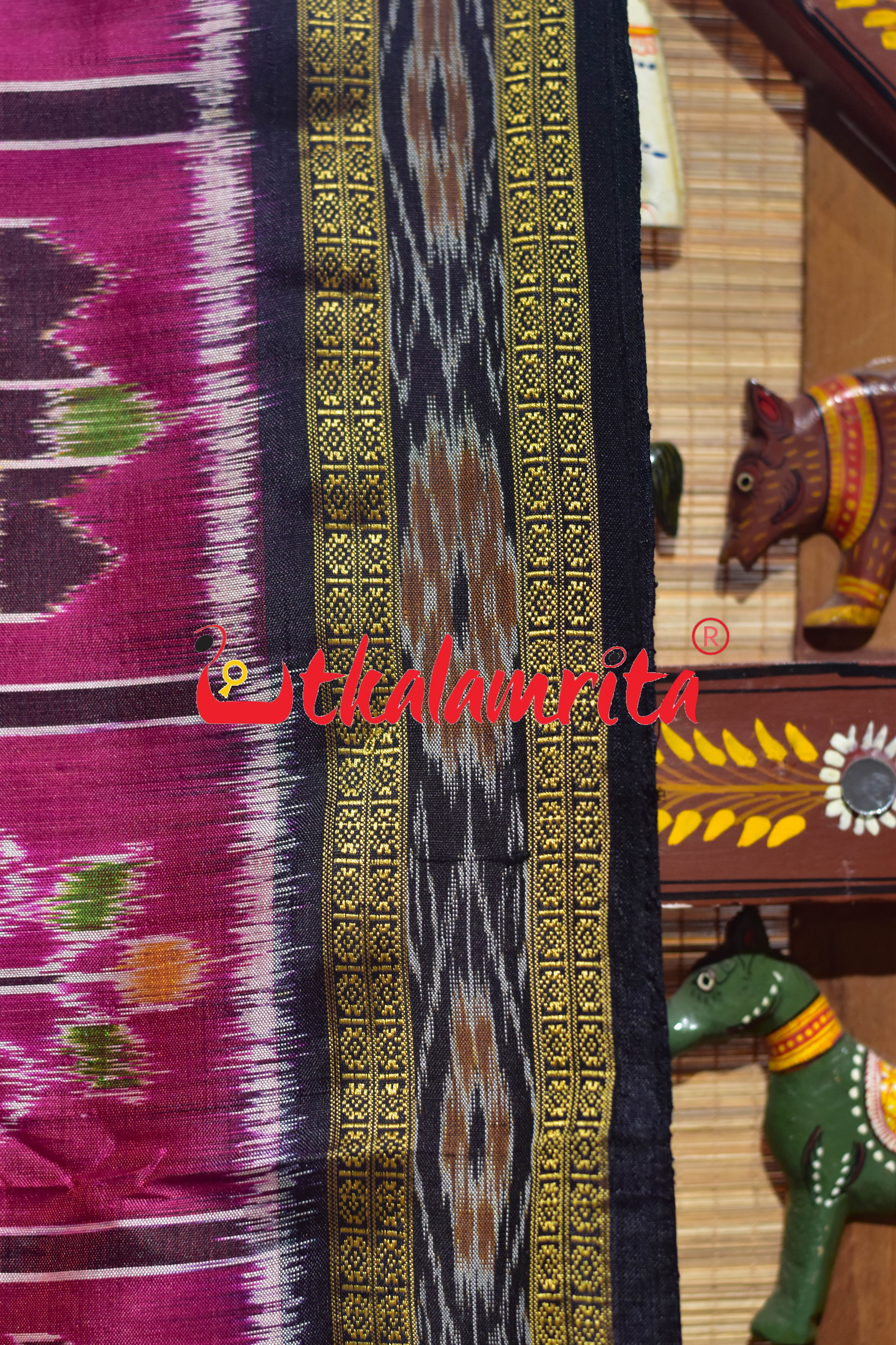 Deep Pink Nabakothi Khandua Silk Saree