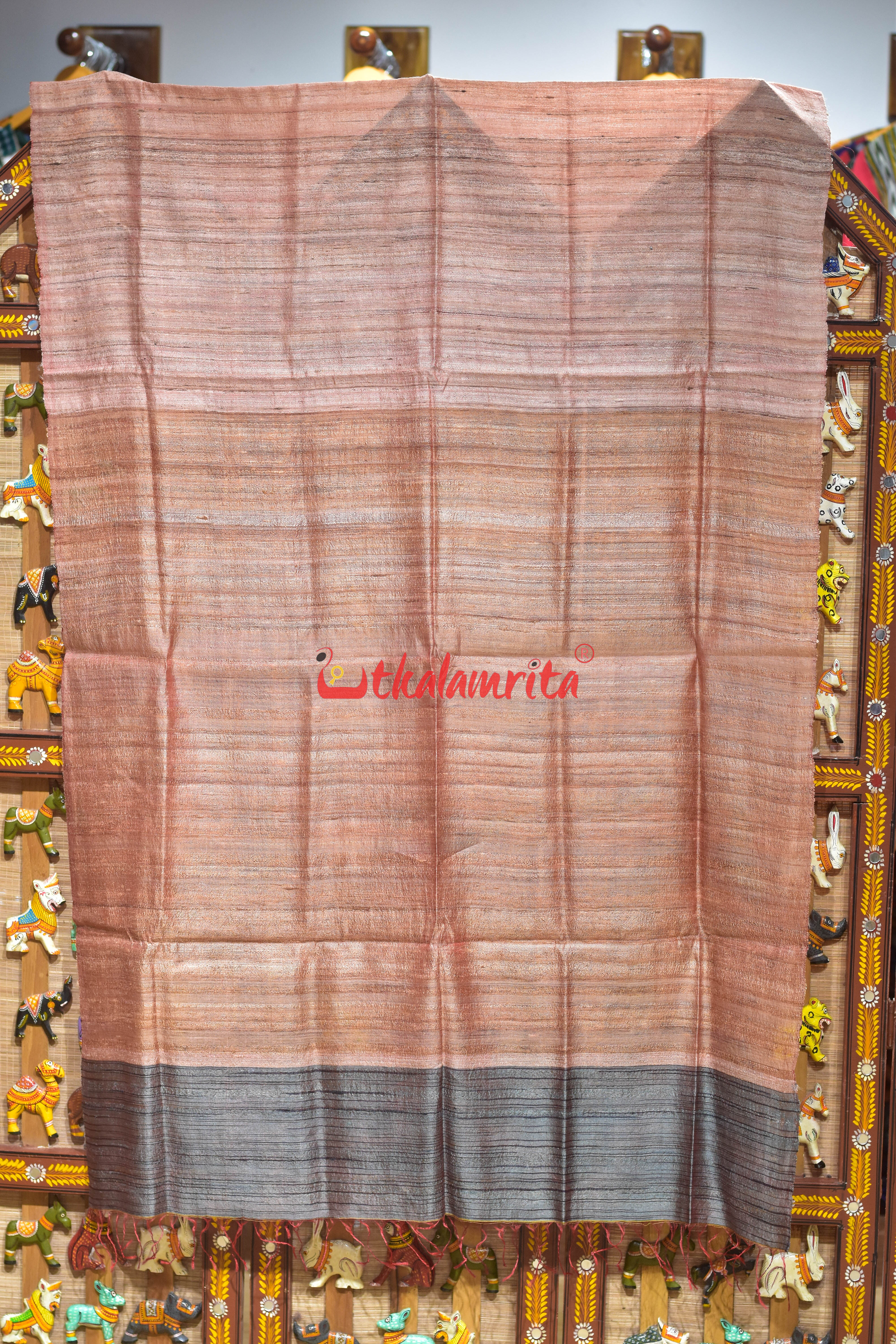 Peach Orange Gicha Tussar Silk (Dupatta)