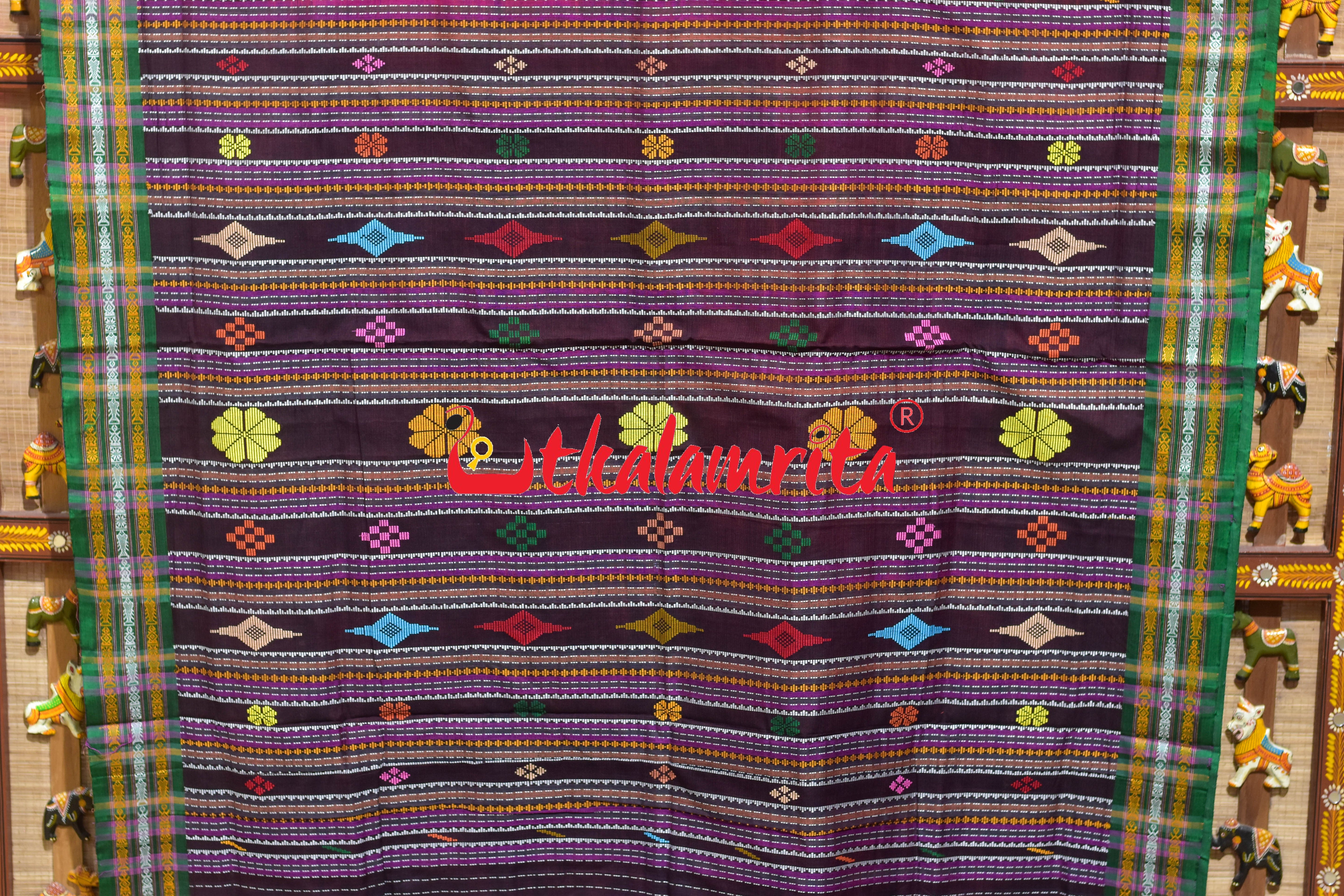 Red Flower Buta Dhalapathar Cotton Saree