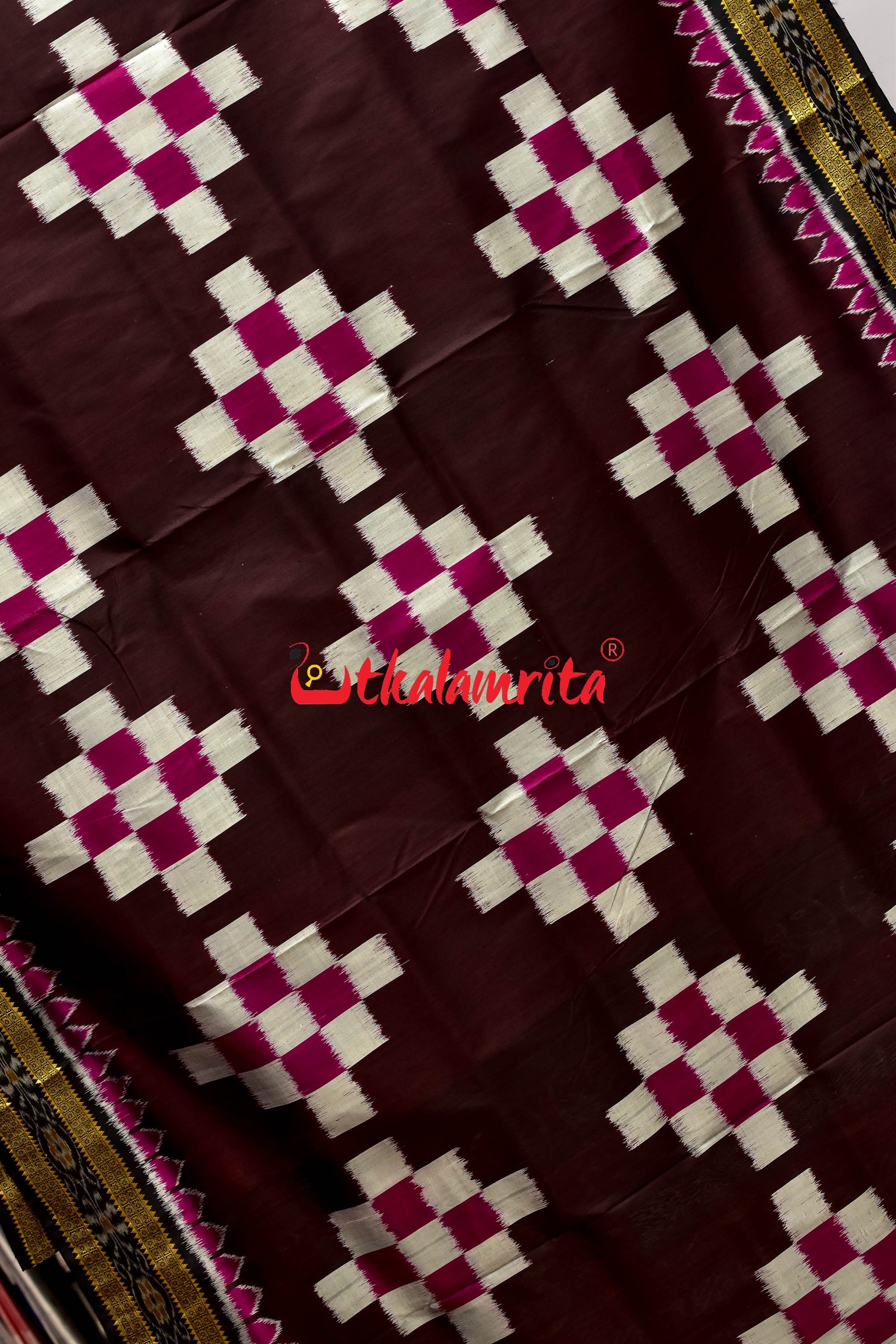 Coffee Body Pasapali Nartaki Anchal Khandua Silk Saree