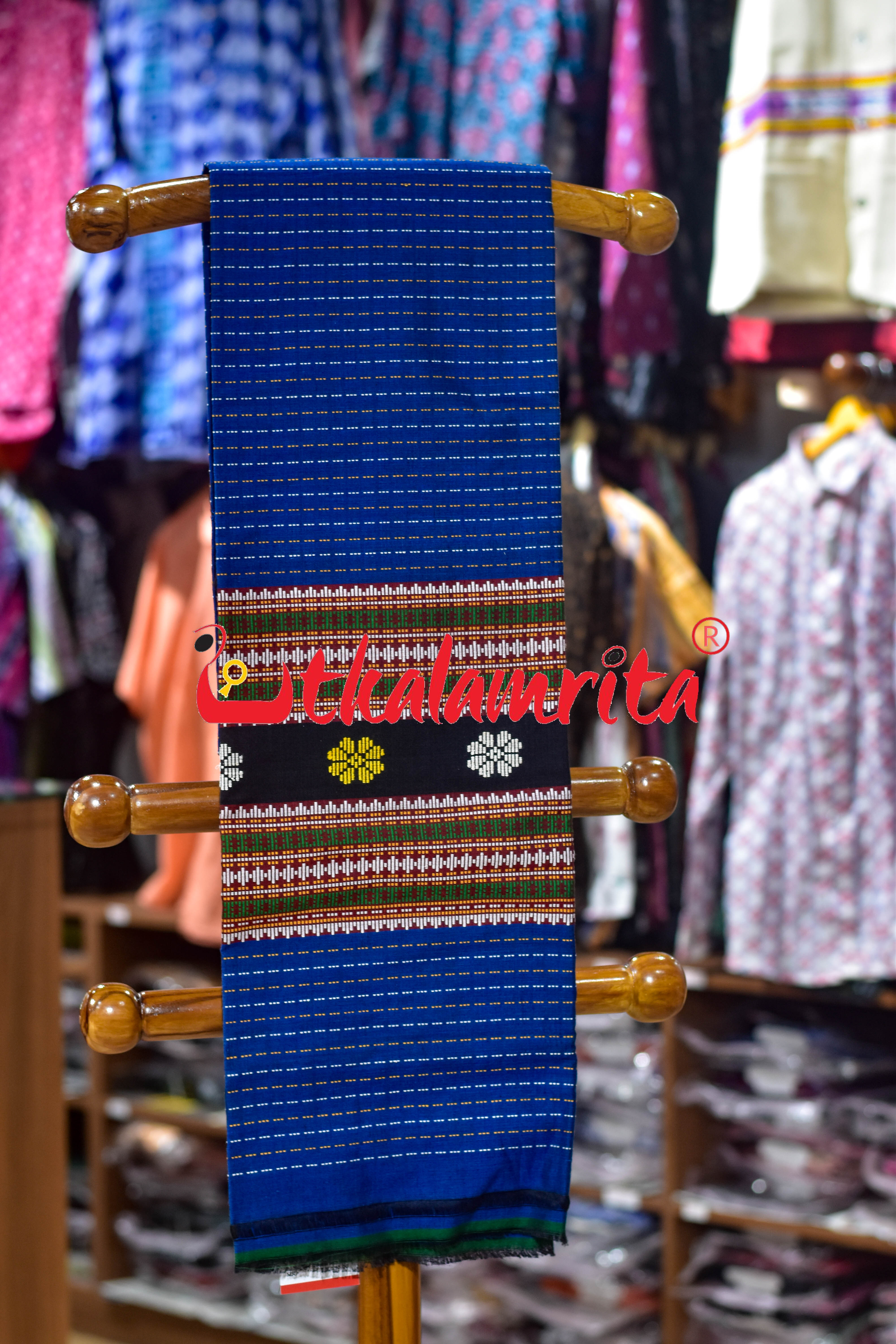 Blue Multi Flower Dhalapathar Cotton (Dupatta)