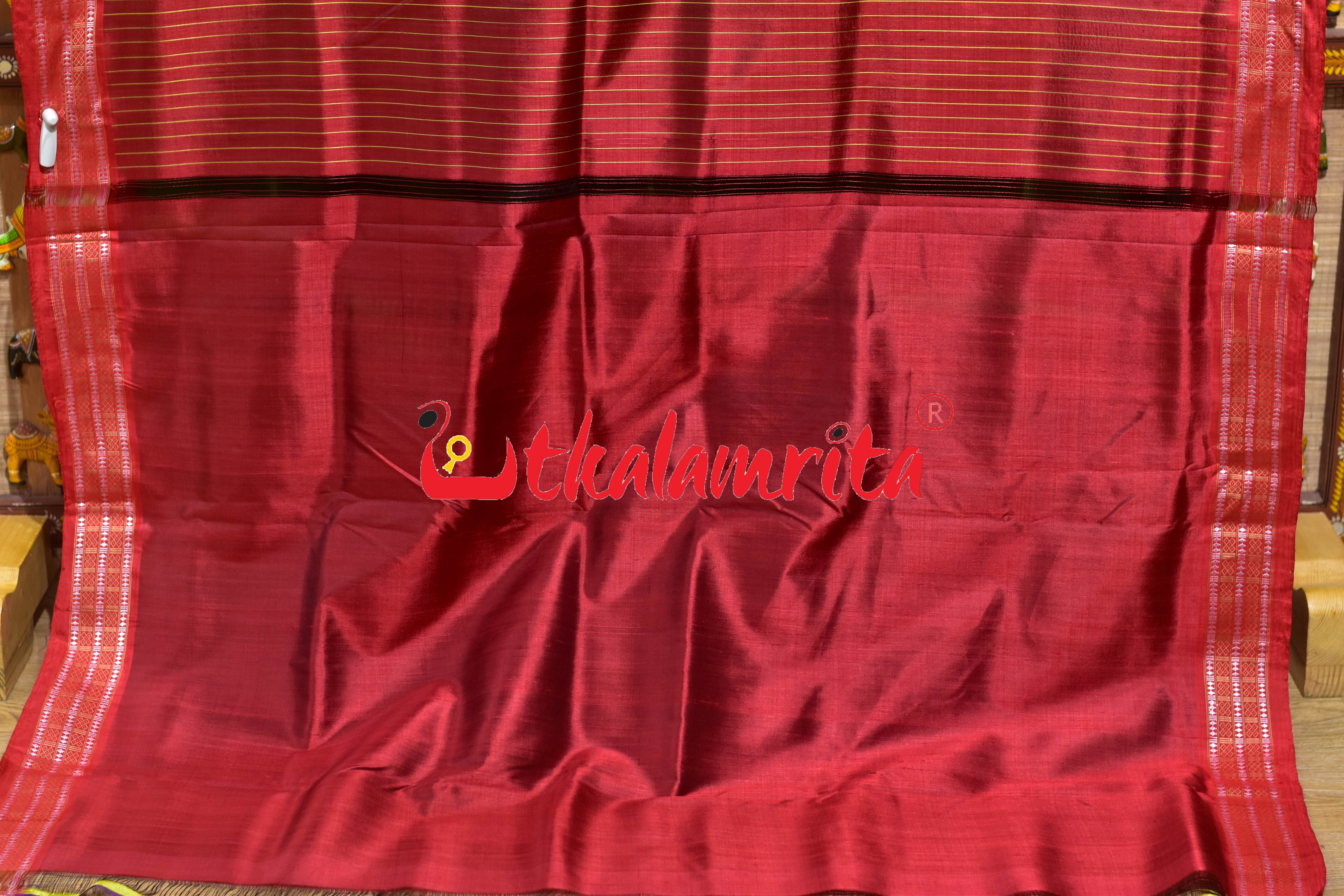 Siminoi Inspired Green Red Khandua Silk Saree