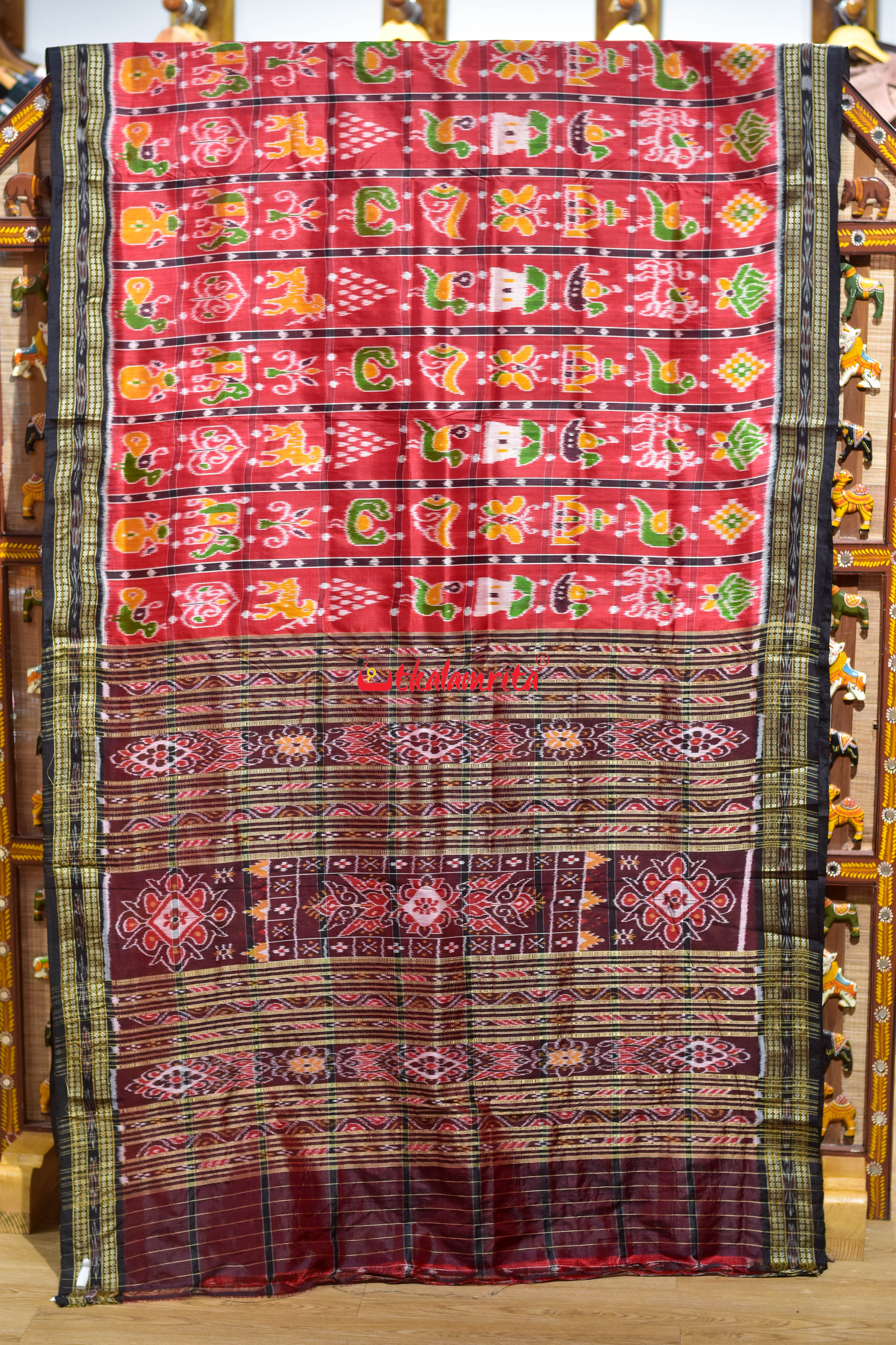 Red Nabakothi Dotted Khandua Silk Saree