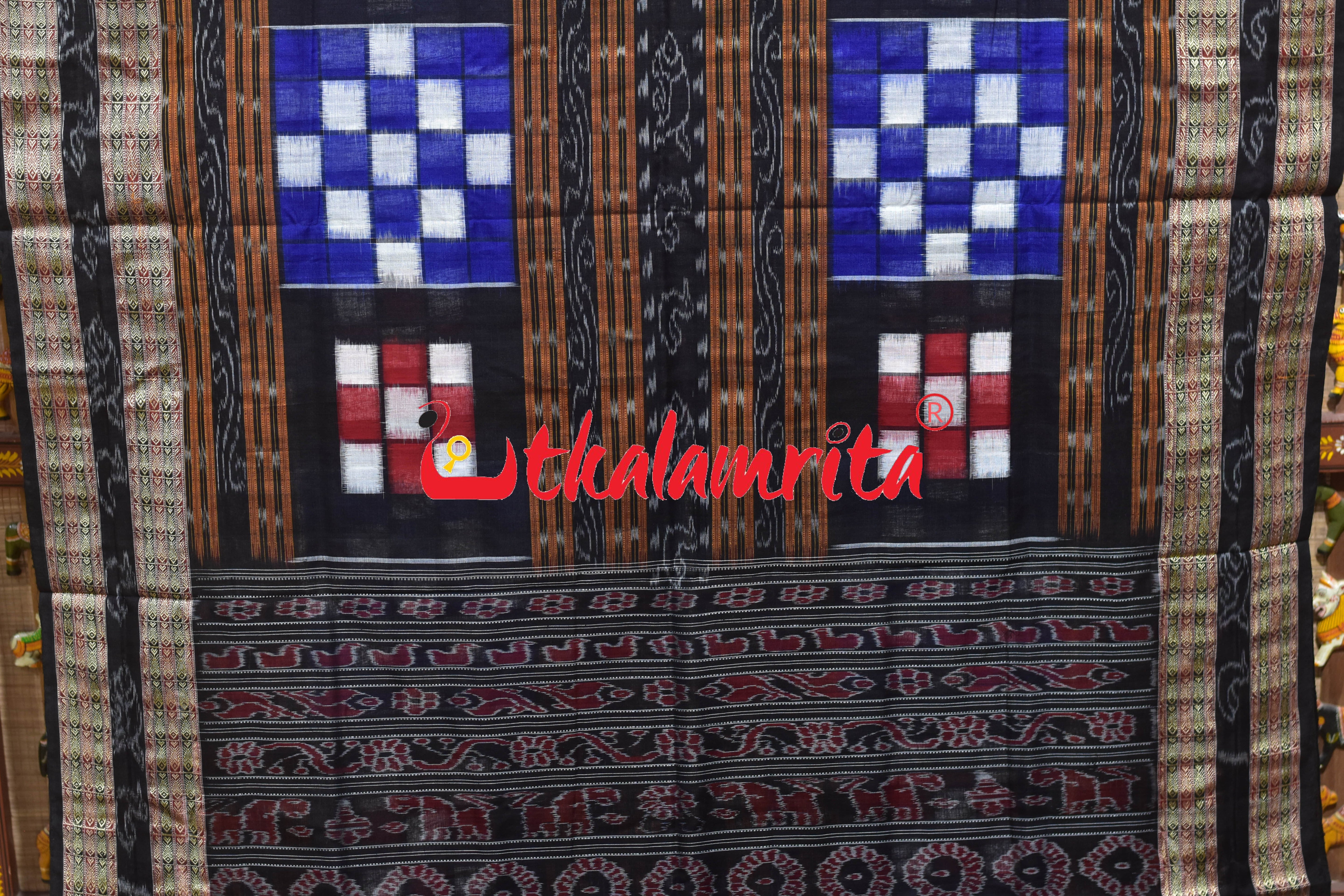 Red Blue Bichitrapuri Cotton Saree