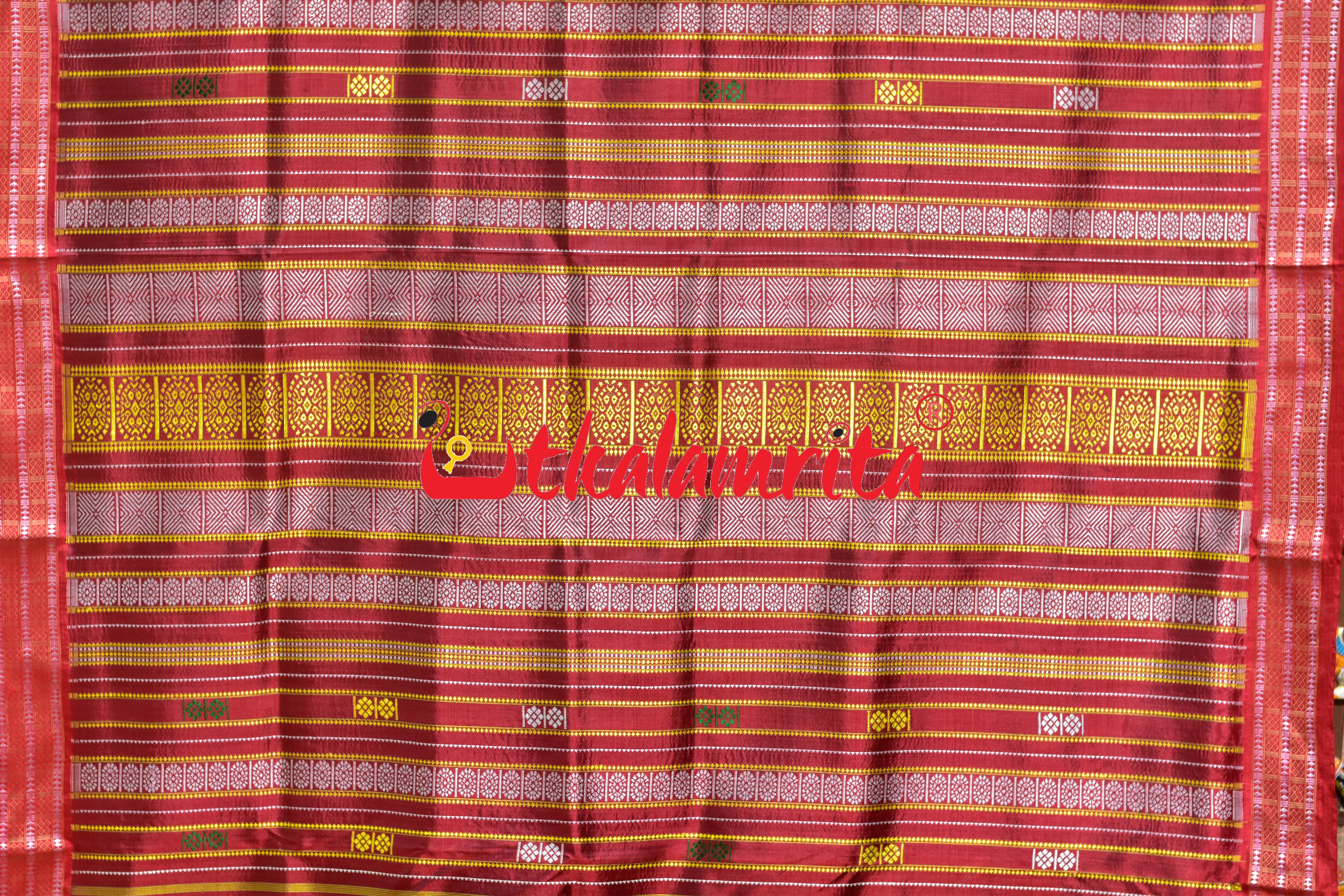 Siminoi Inspired Green Red Khandua Silk Saree