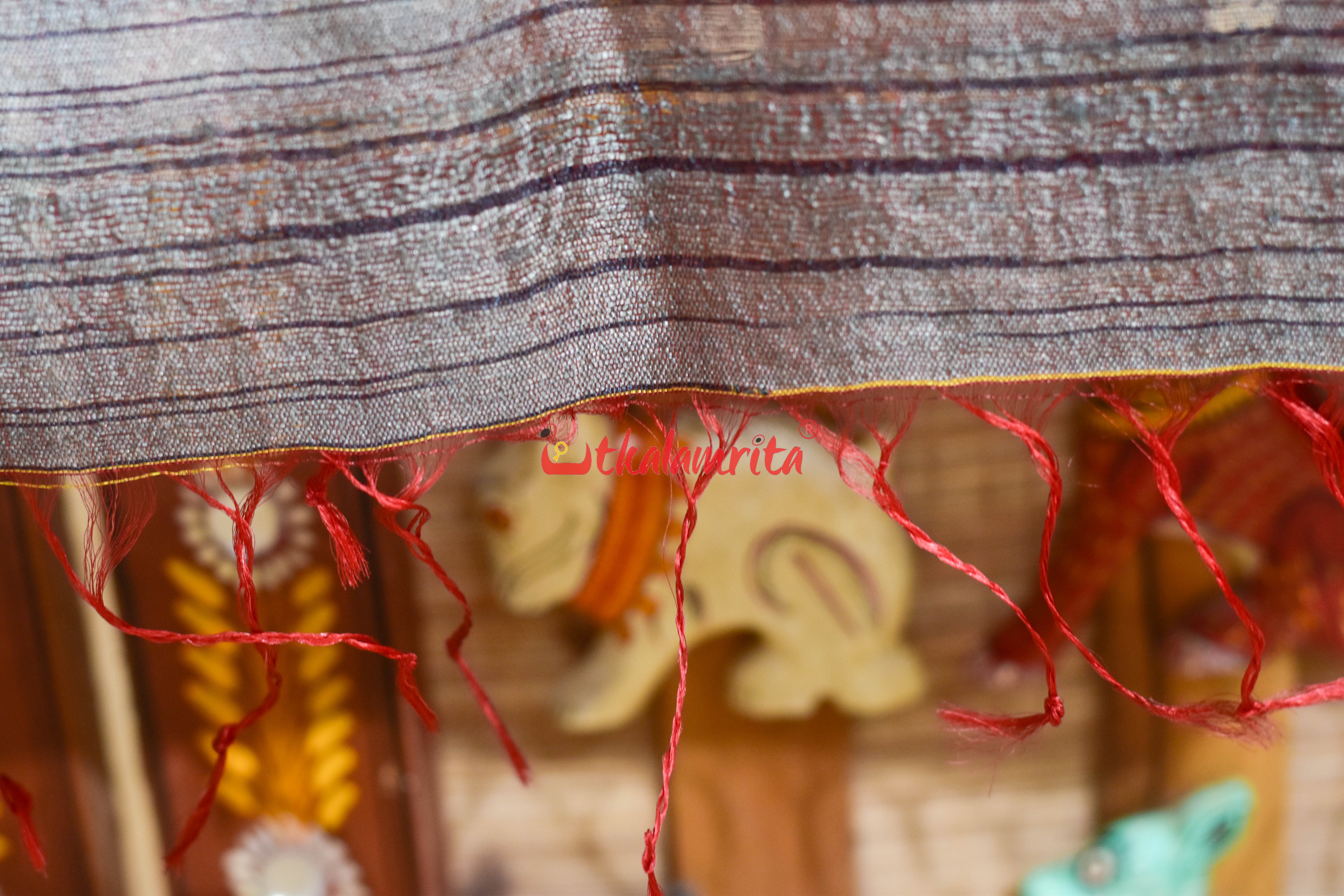 Peach Orange Gicha Tussar Silk (Dupatta)