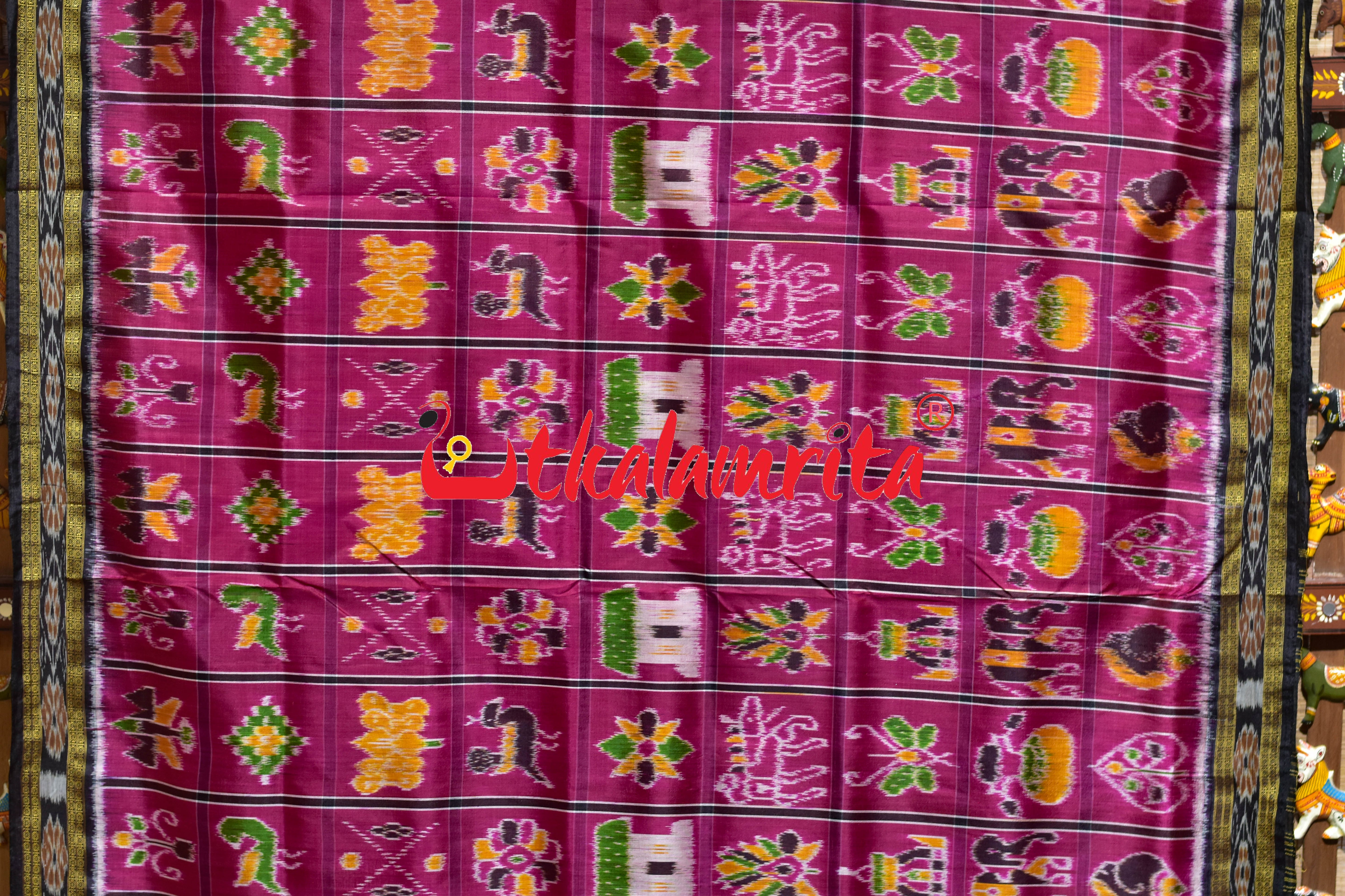 Deep Pink Nabakothi Khandua Silk Saree