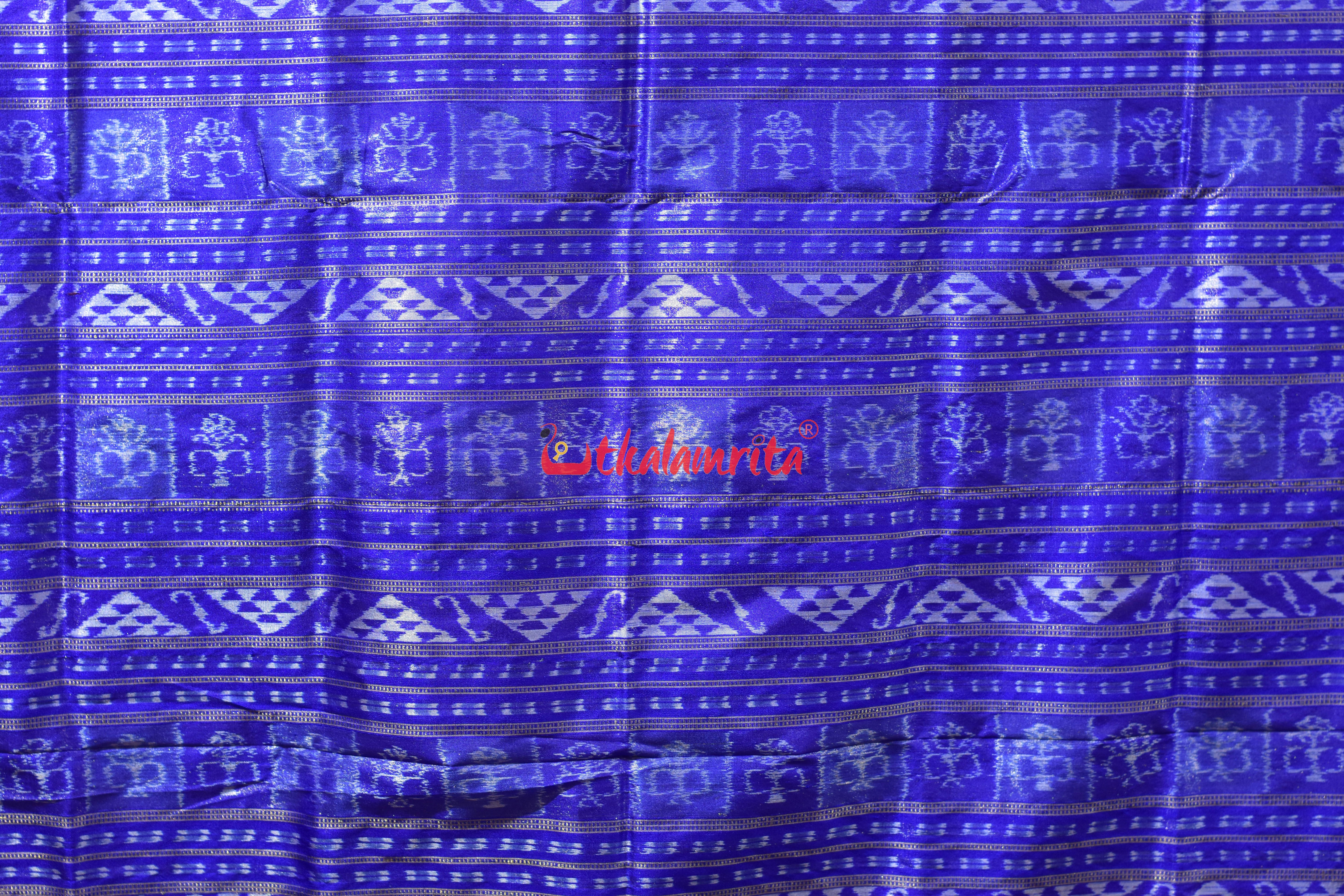 Magenta with Blue Buti Half Tissue Silk Saree