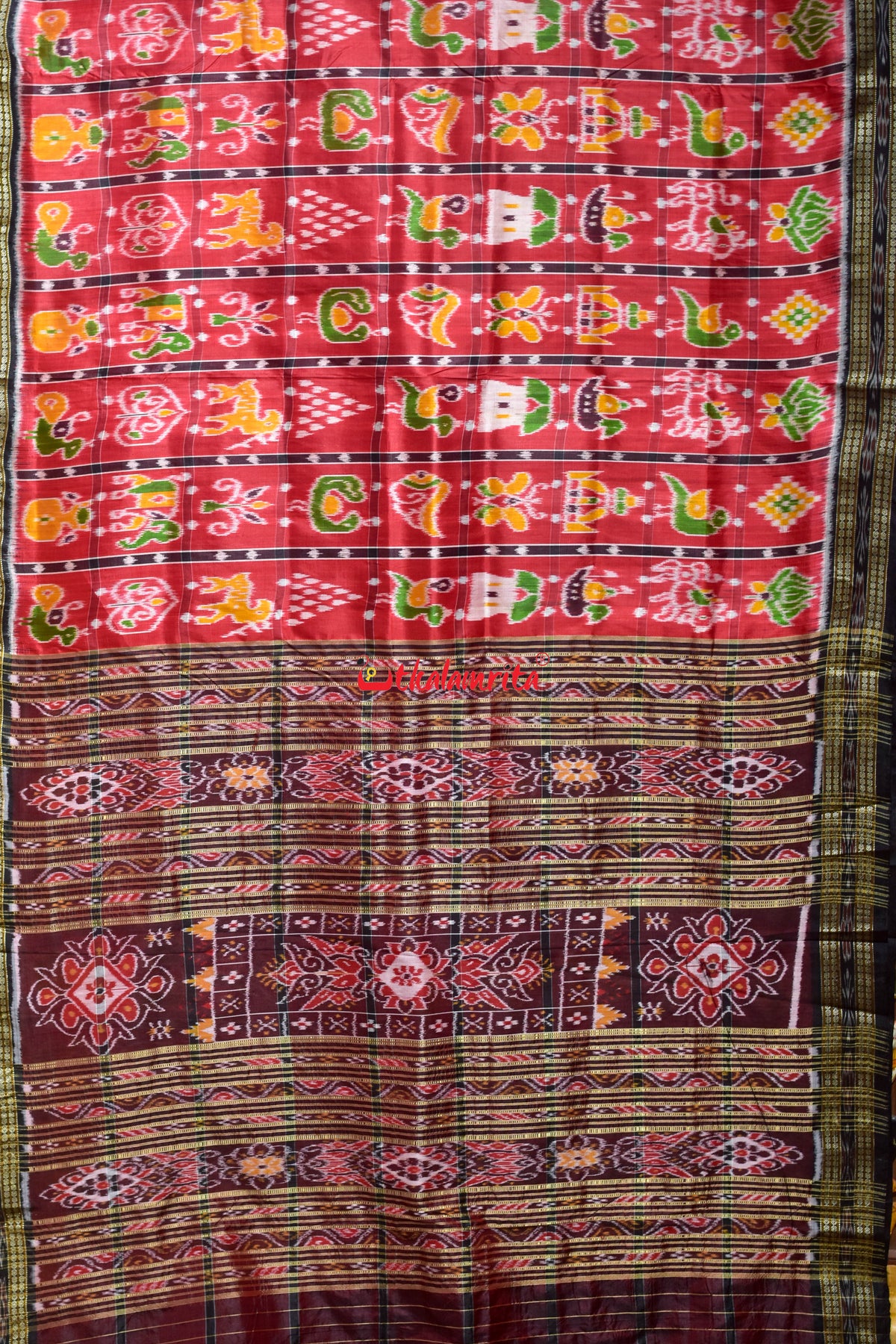 Red Nabakothi Dotted Khandua Silk Saree