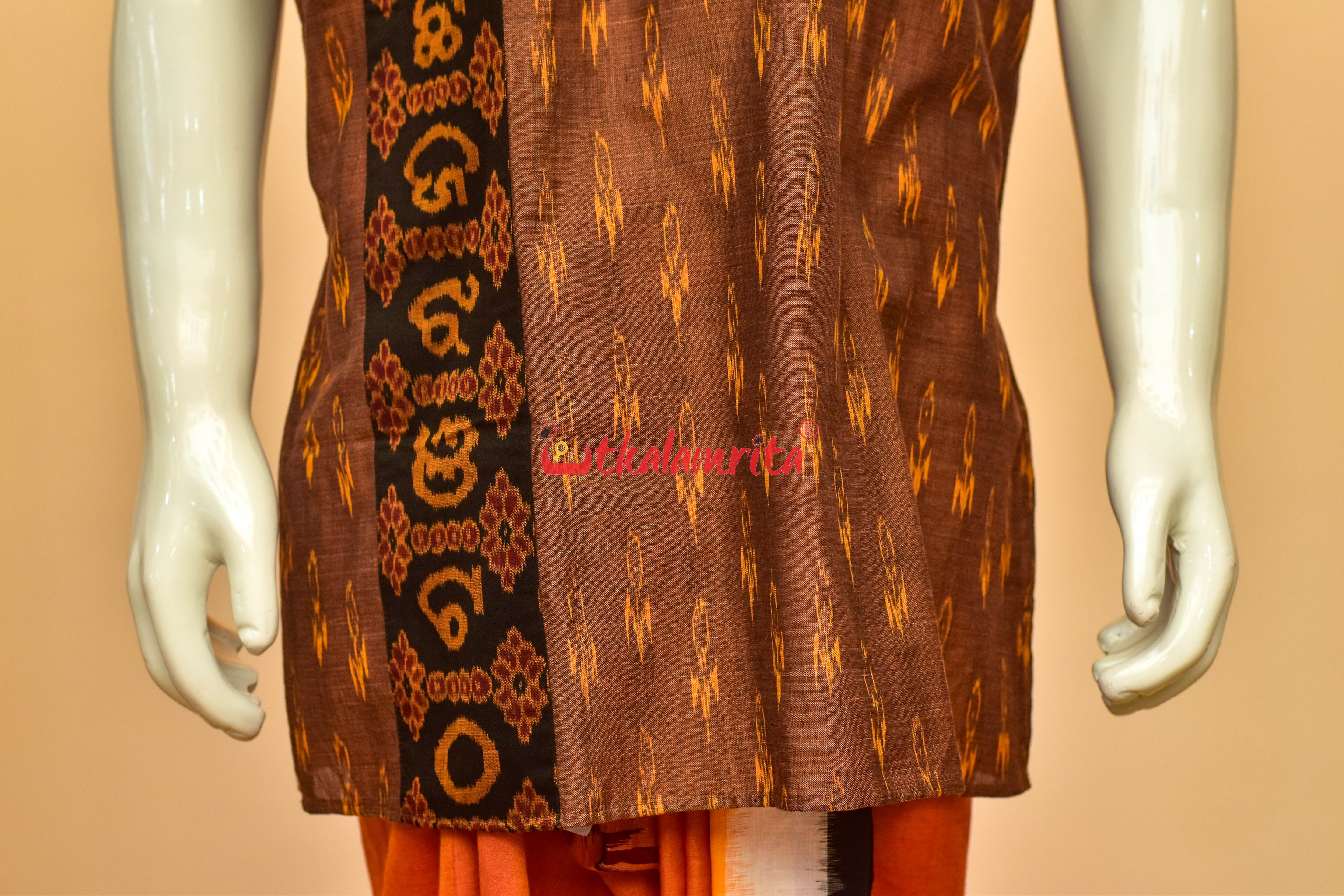 Golden Labanga with Odia Alphabets Design (Men's Short Kurta)