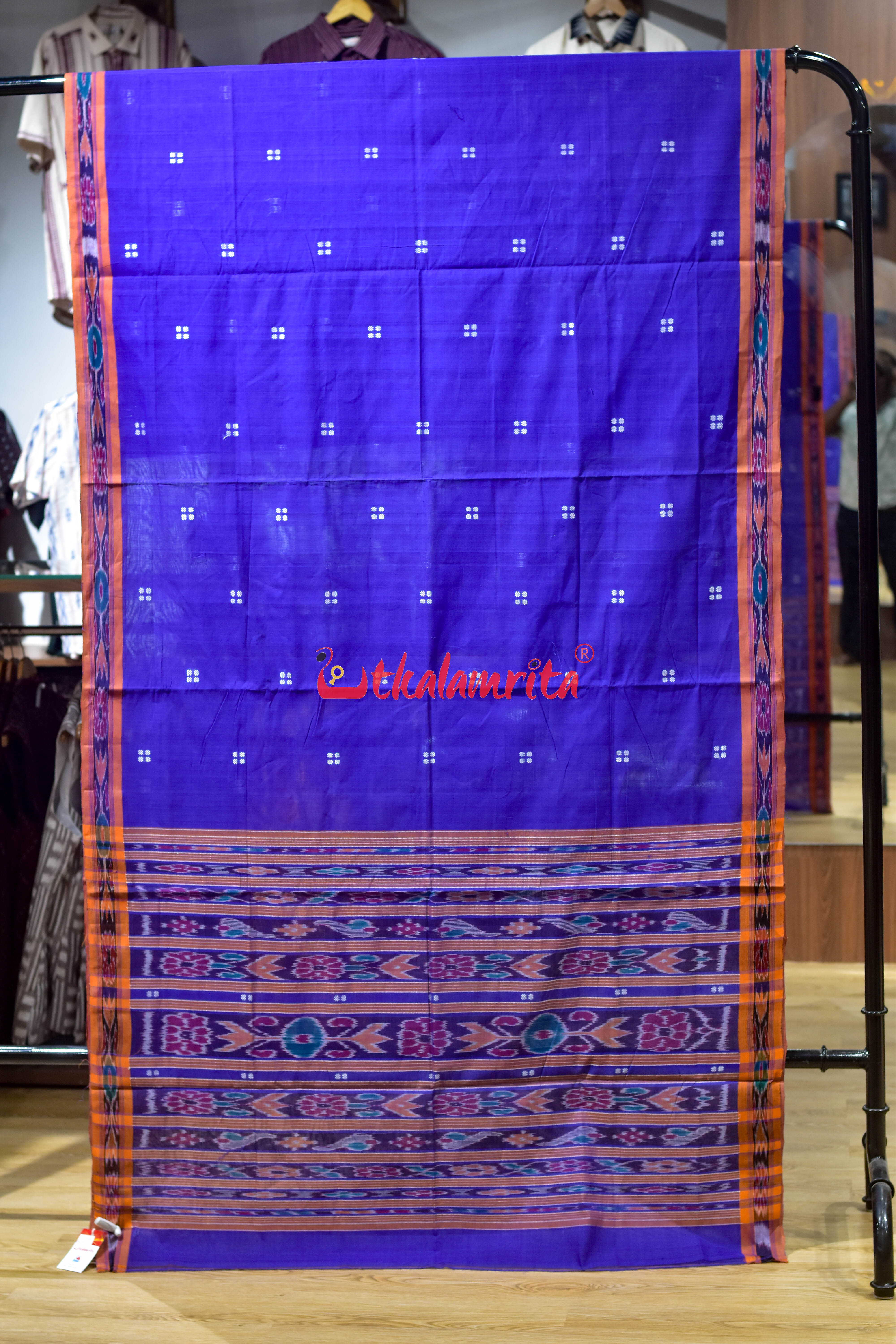 Blue Orange Pittala Single Cotton Saree