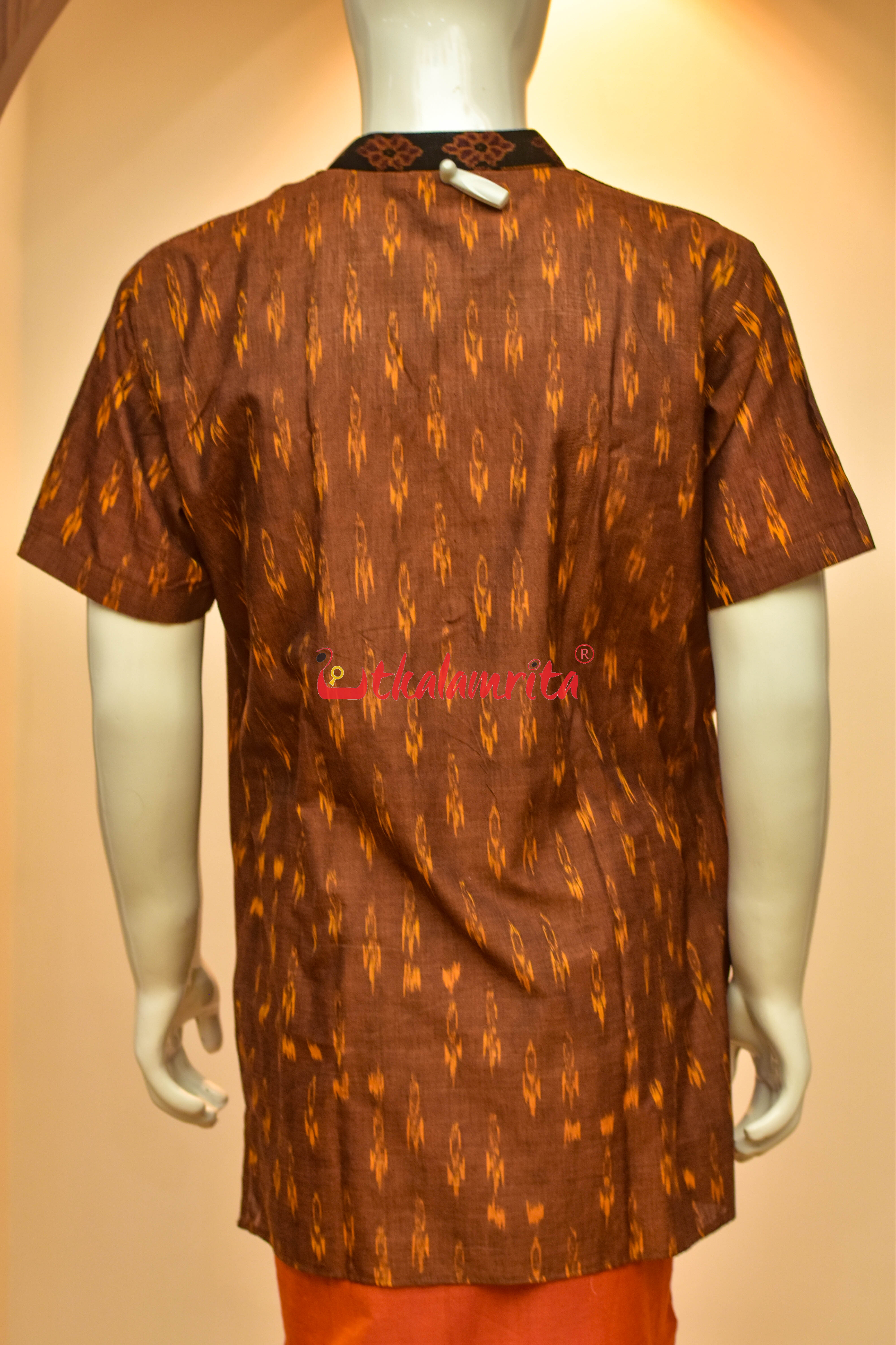 Golden Labanga with Odia Alphabets Design (Men's Short Kurta)