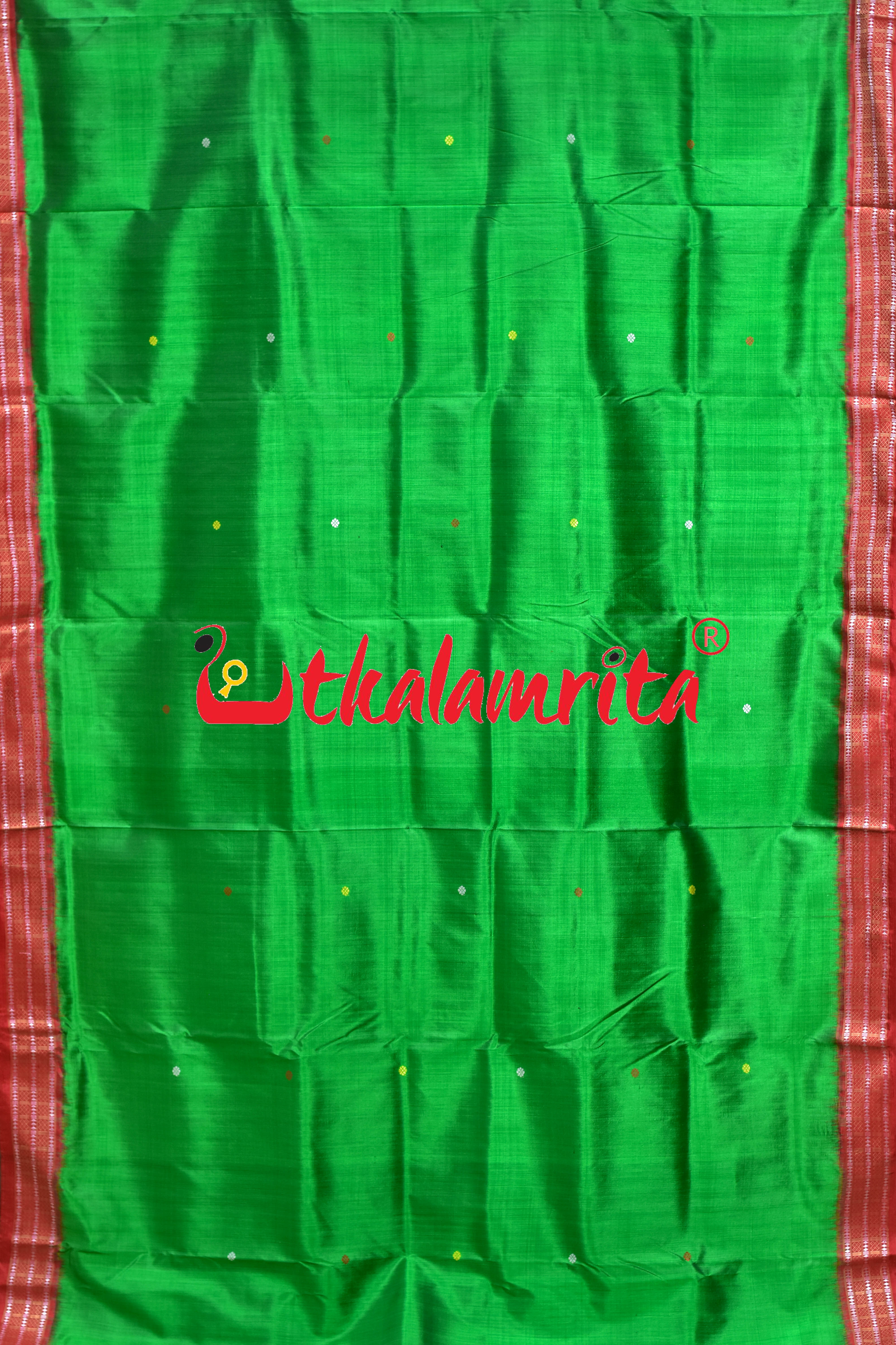Siminoi Inspired Green Red Khandua Silk Saree