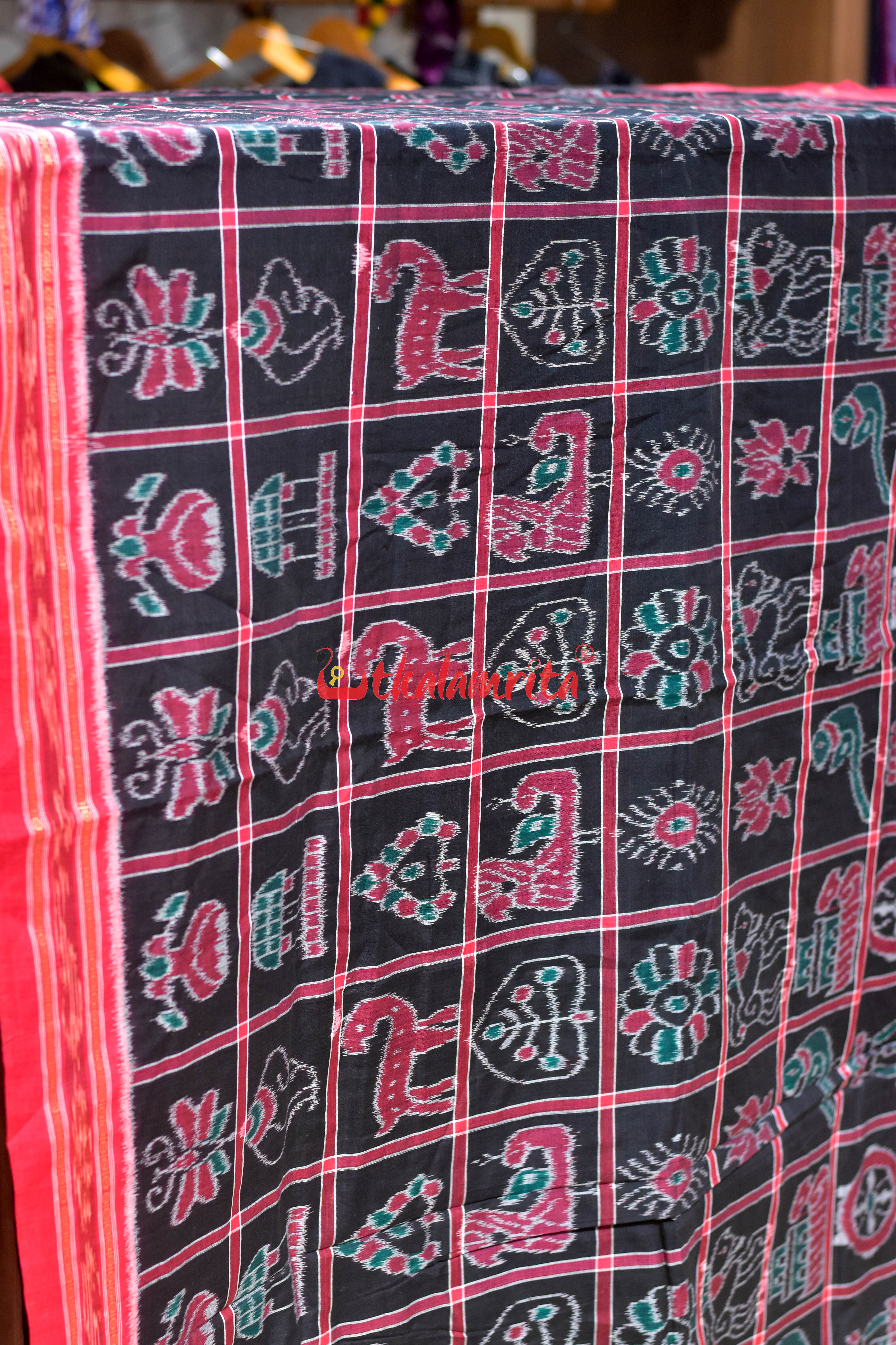 Black Red and Green Combo Nabakothi Cotton (Fabric)