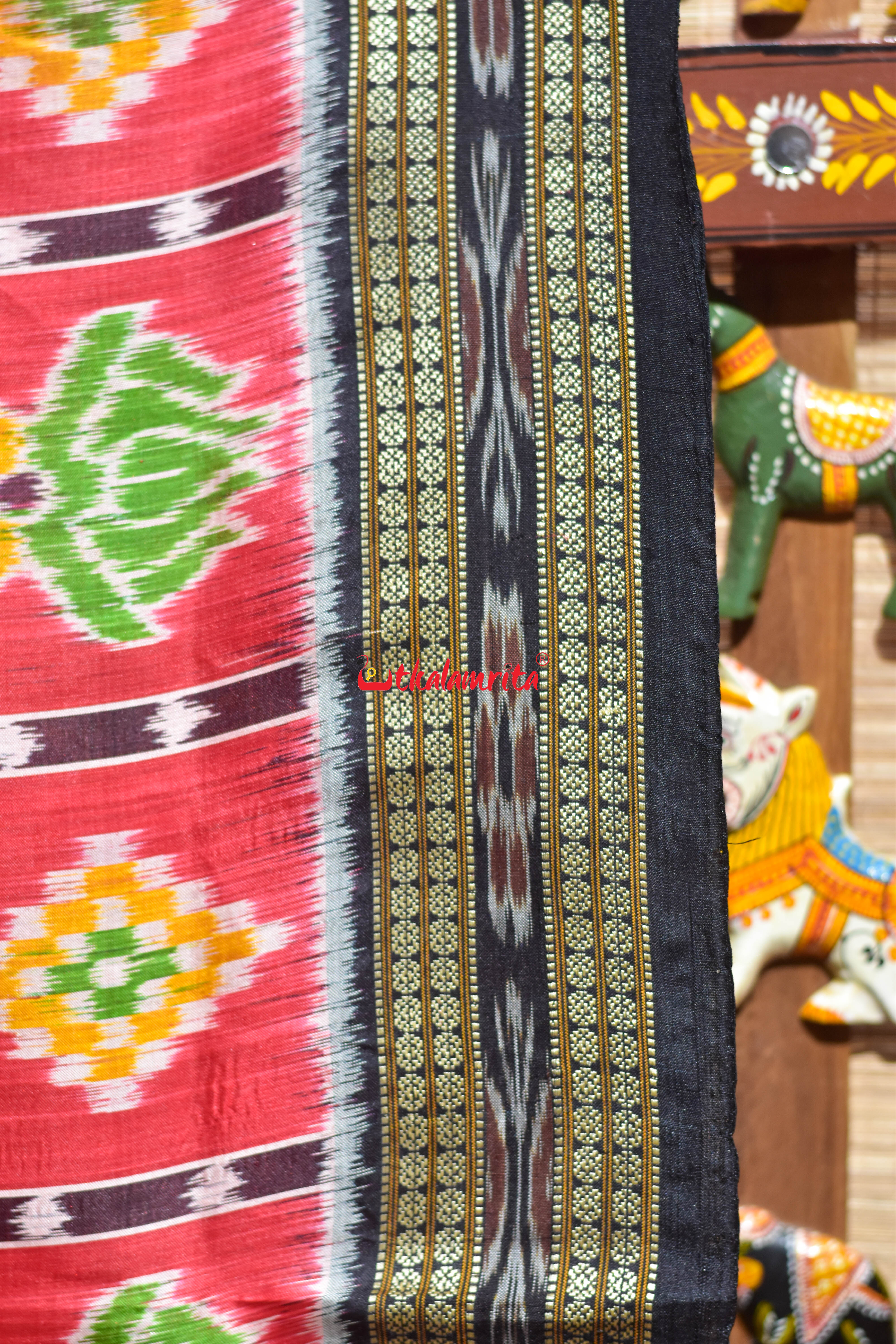 Red Nabakothi Dotted Khandua Silk Saree