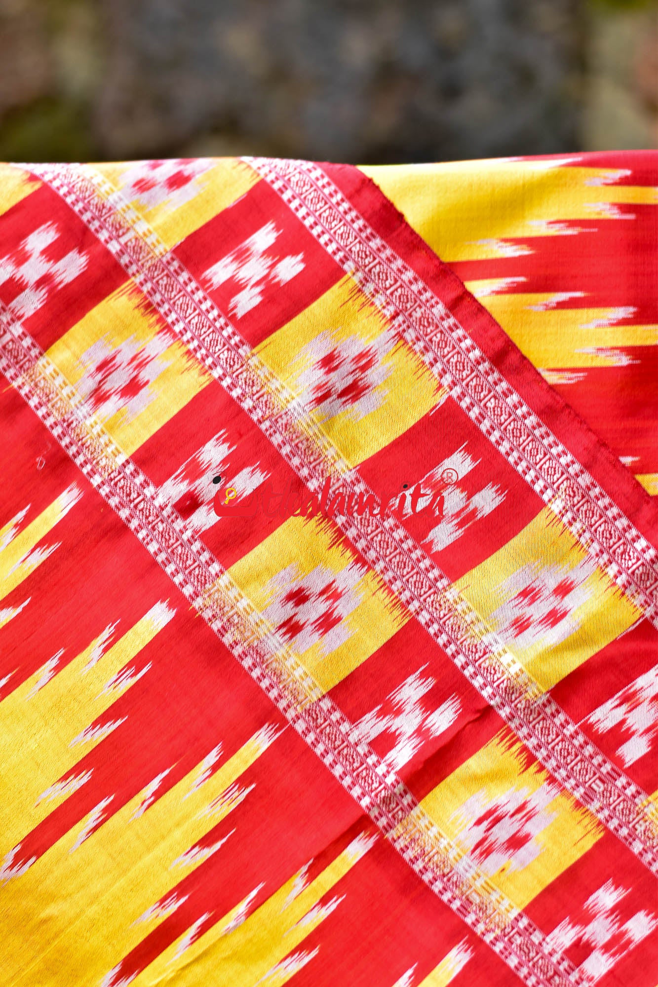 Devi Yellow Double Border Pasapali Khandua Silk Saree