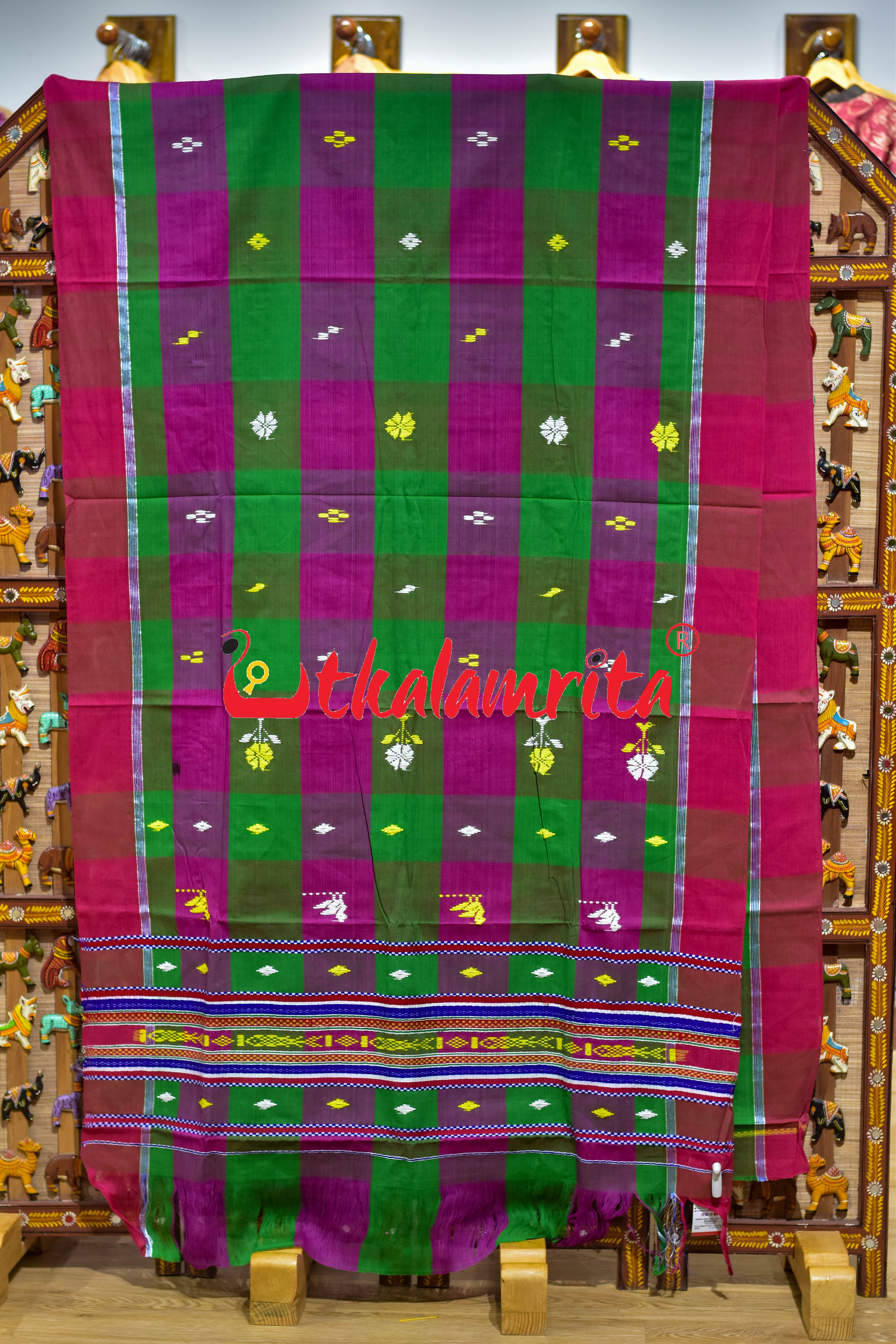 Green Magenta Thick Stripes Santhal