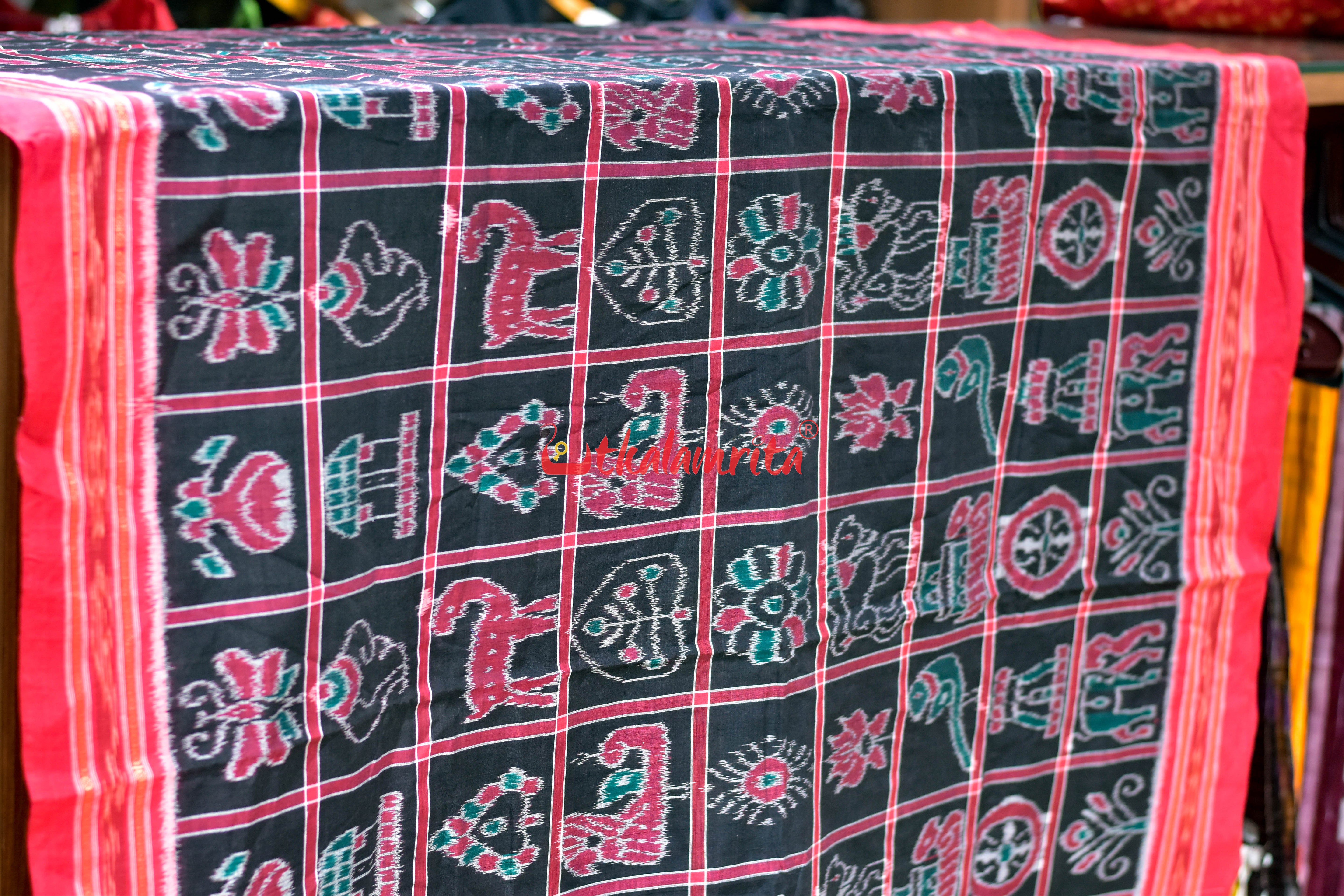 Black Red and Green Combo Nabakothi Cotton (Fabric)