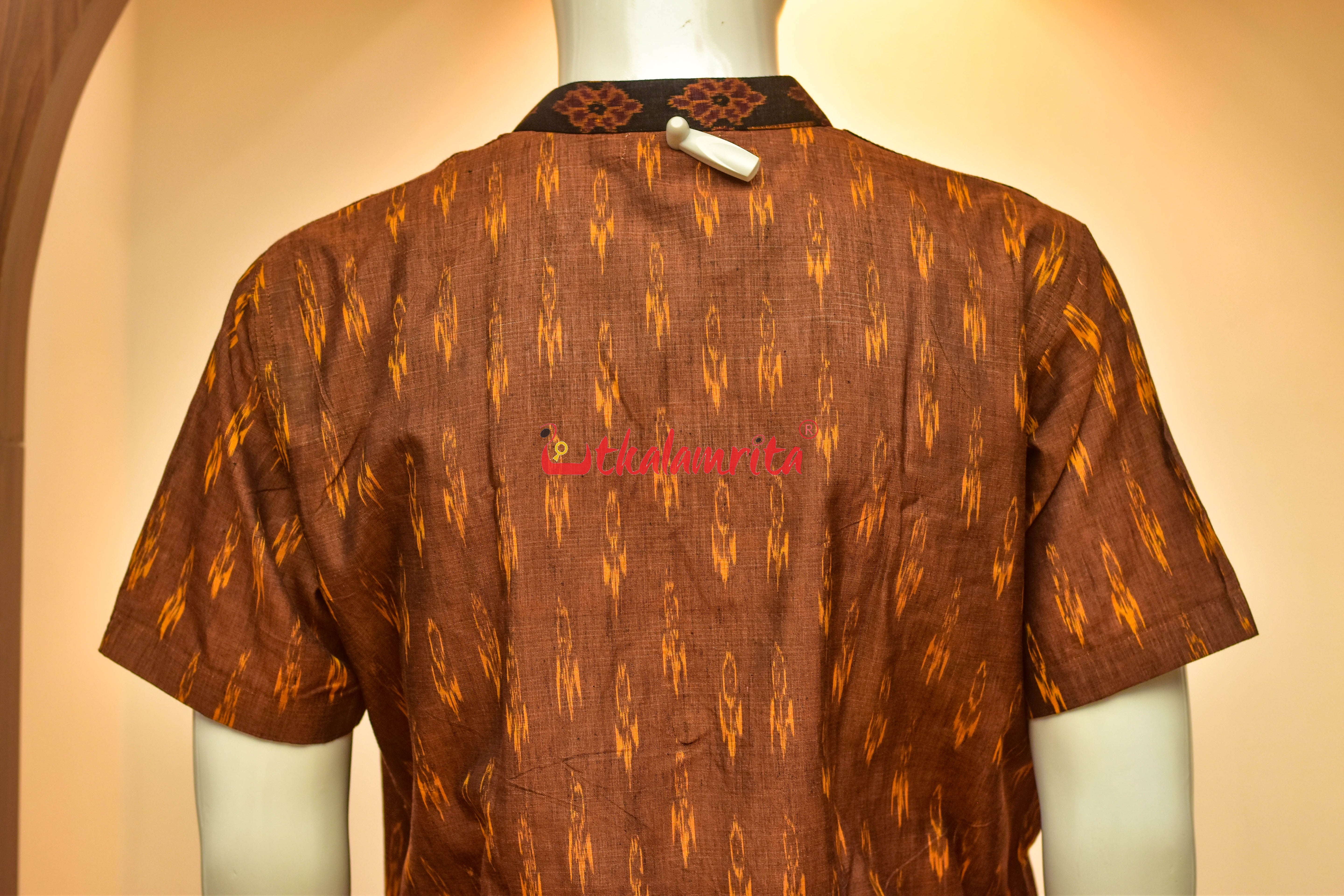 Golden Labanga with Odia Alphabets Design (Men's Short Kurta)