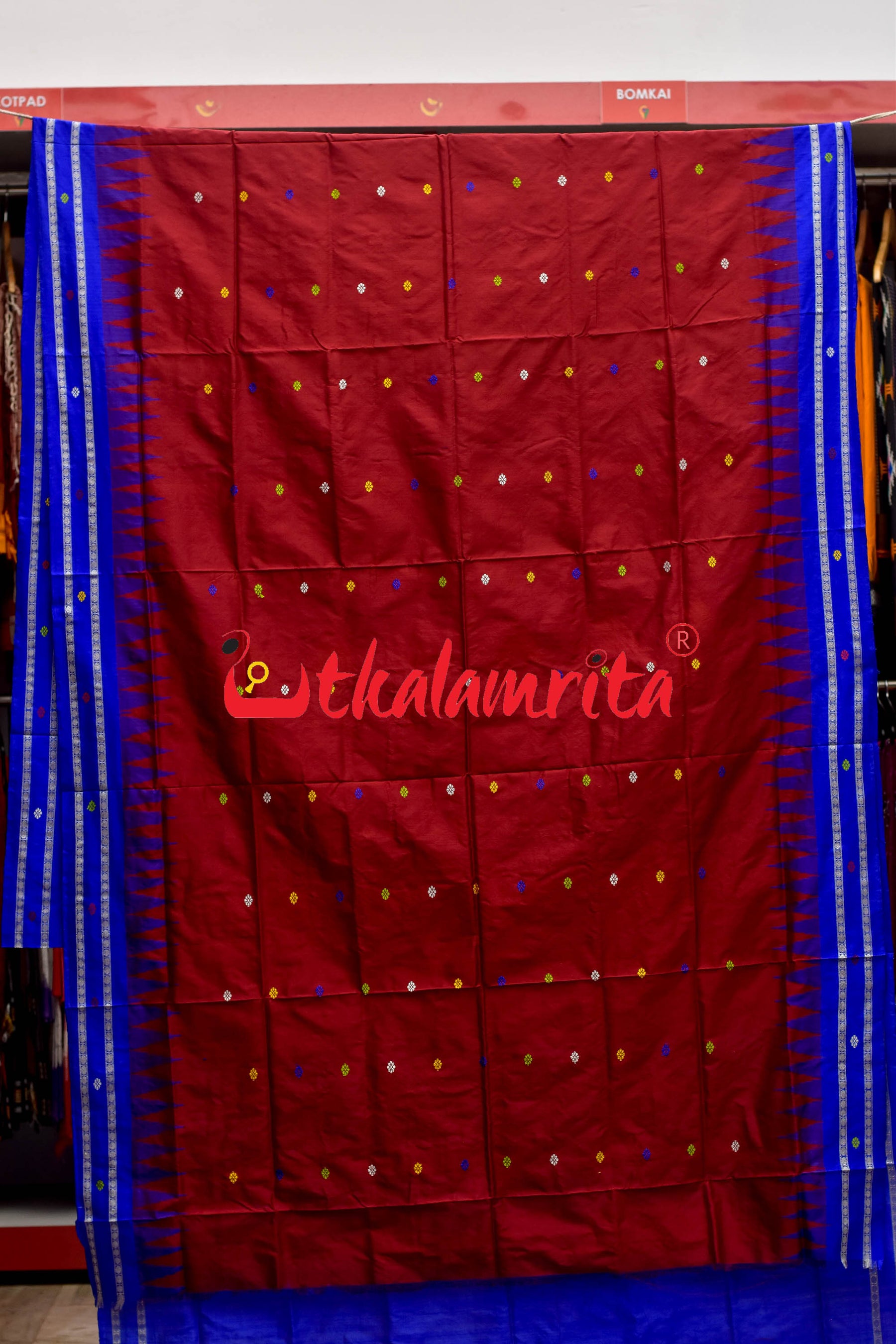 Maroon Blue Dolabedi Silk Saree