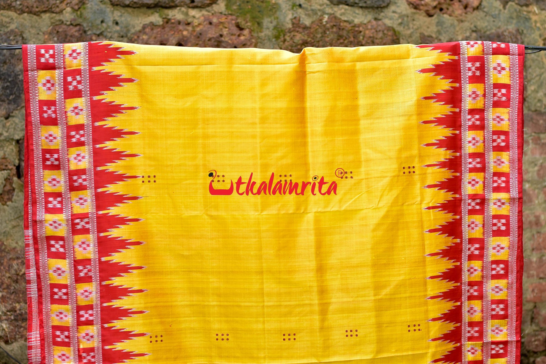 Devi Yellow Double Border Pasapali Khandua Silk Saree