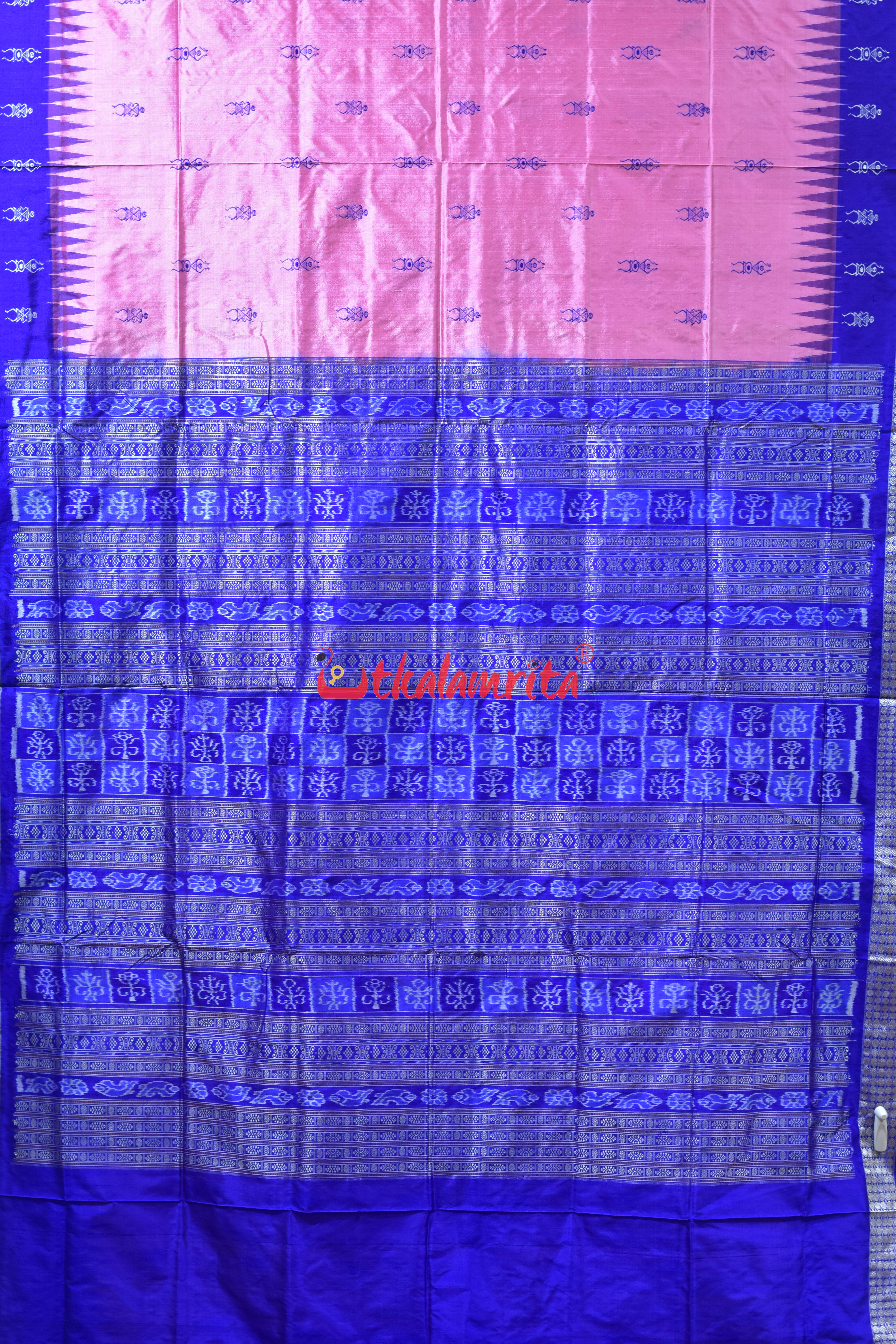 Baby Pink Tribals Bomkai Silk Saree