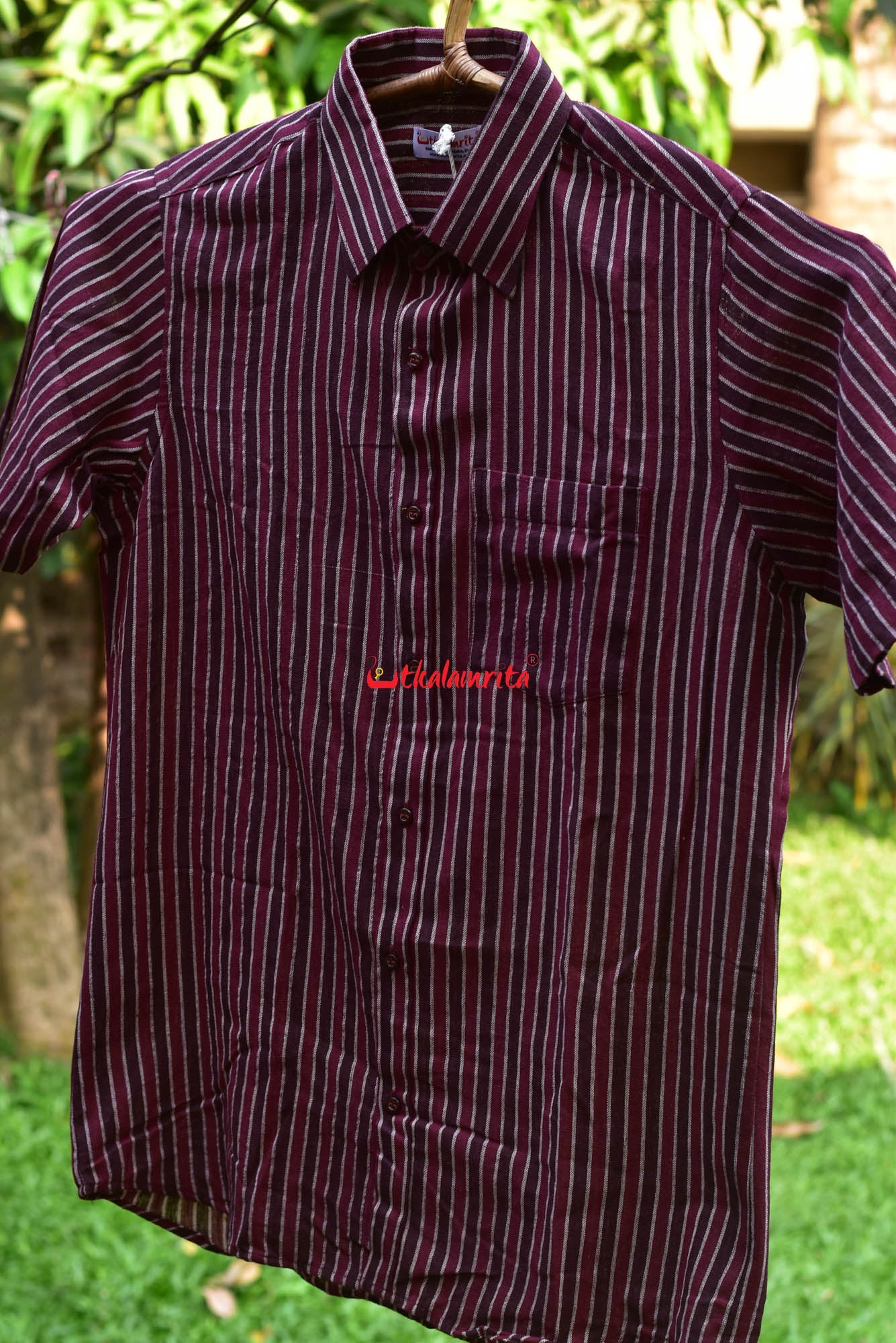 Maroon Coffee Lines- Half Kotpad Shirt
