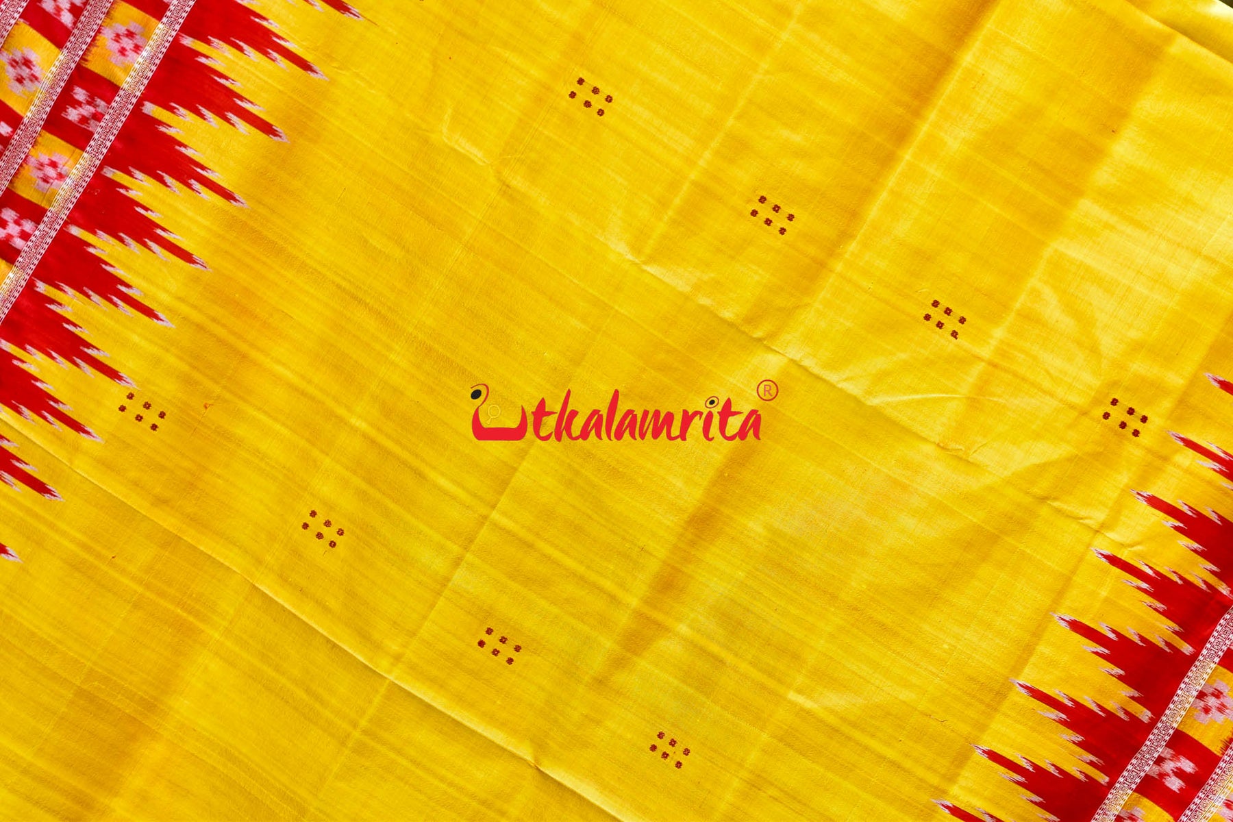 Devi Yellow Double Border Pasapali Khandua Silk Saree