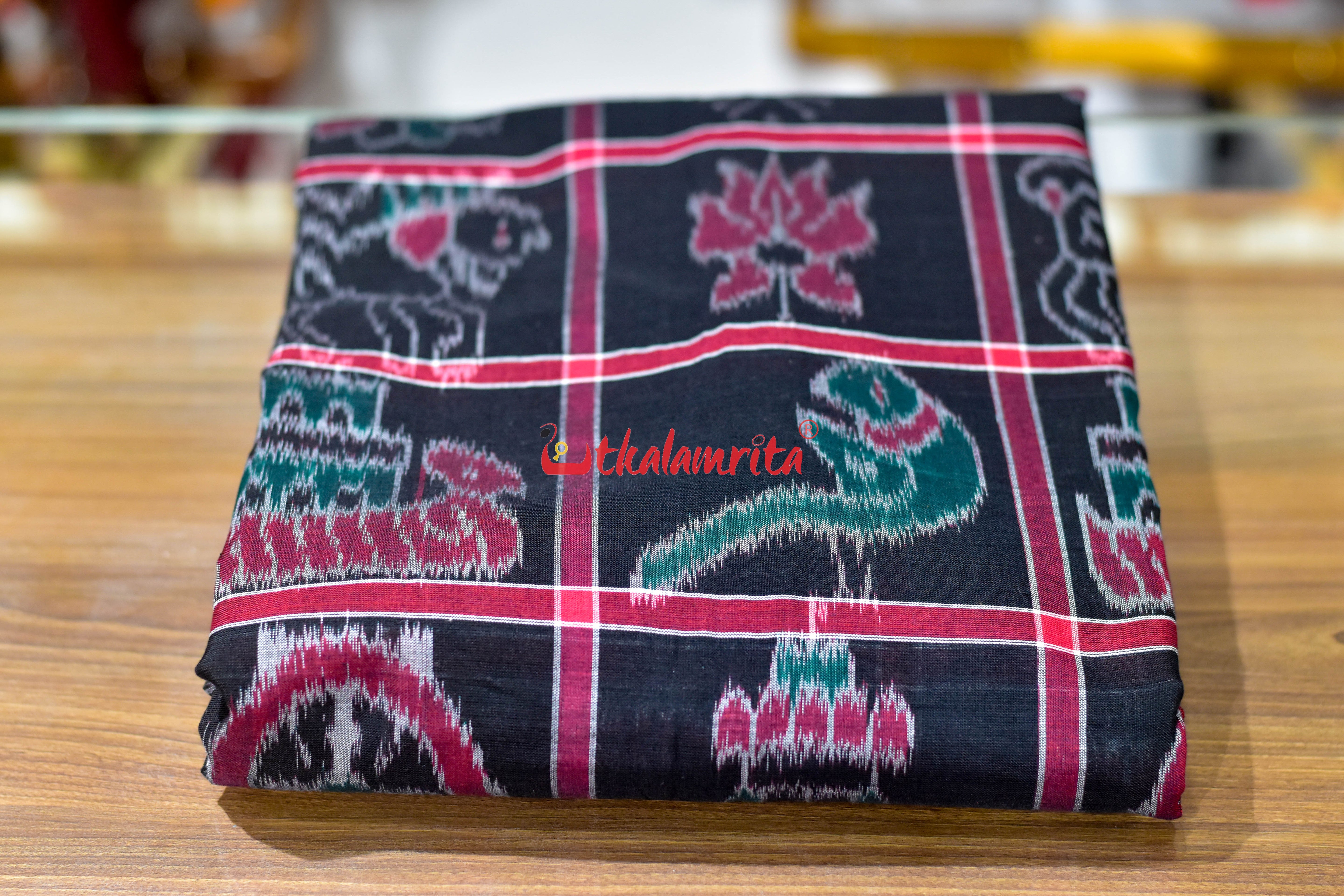Black Red and Green Combo Nabakothi Cotton (Fabric)