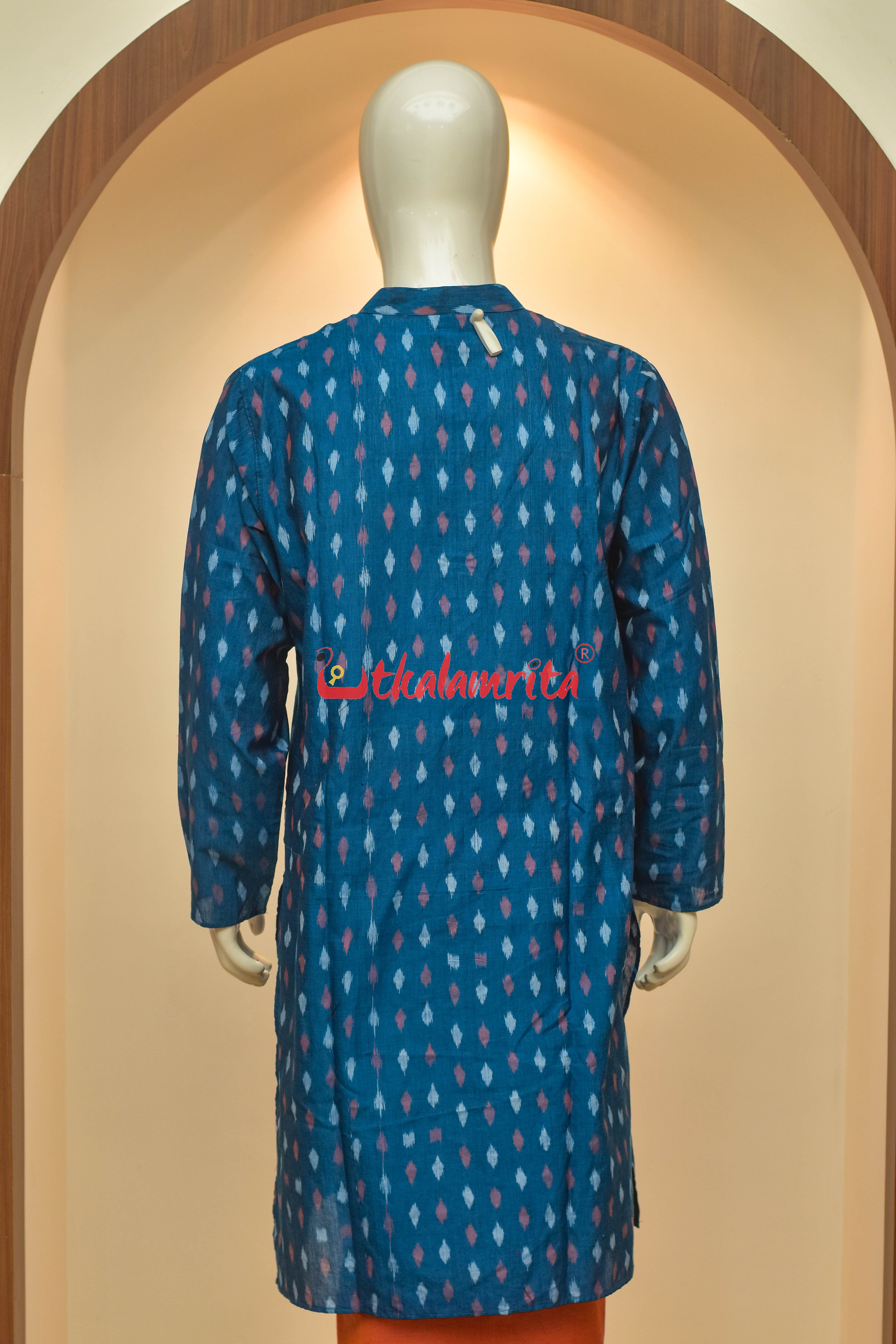 Teal Blue Dots (Men's Long Kurta)