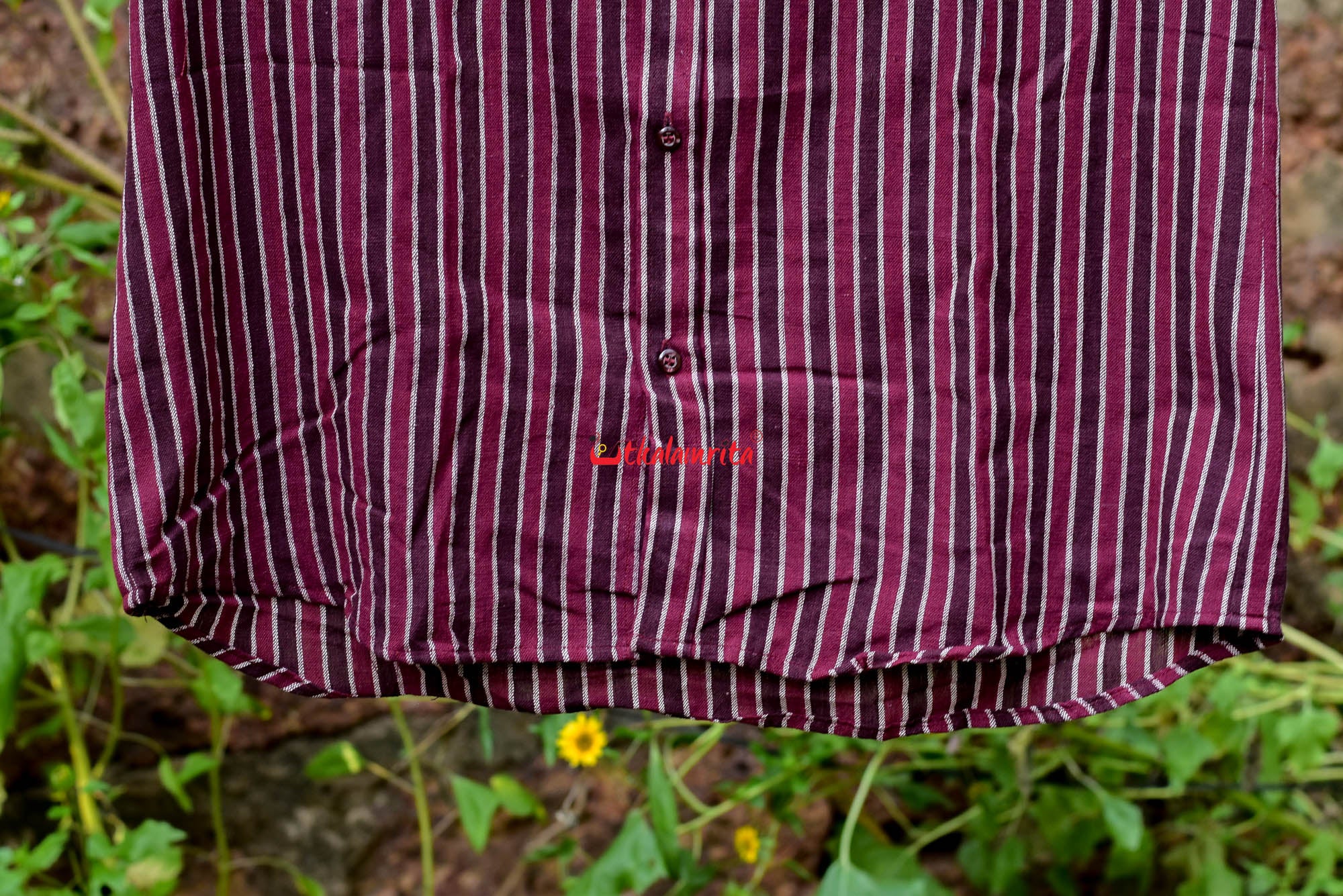 Maroon Coffee Lines- Half Kotpad Shirt