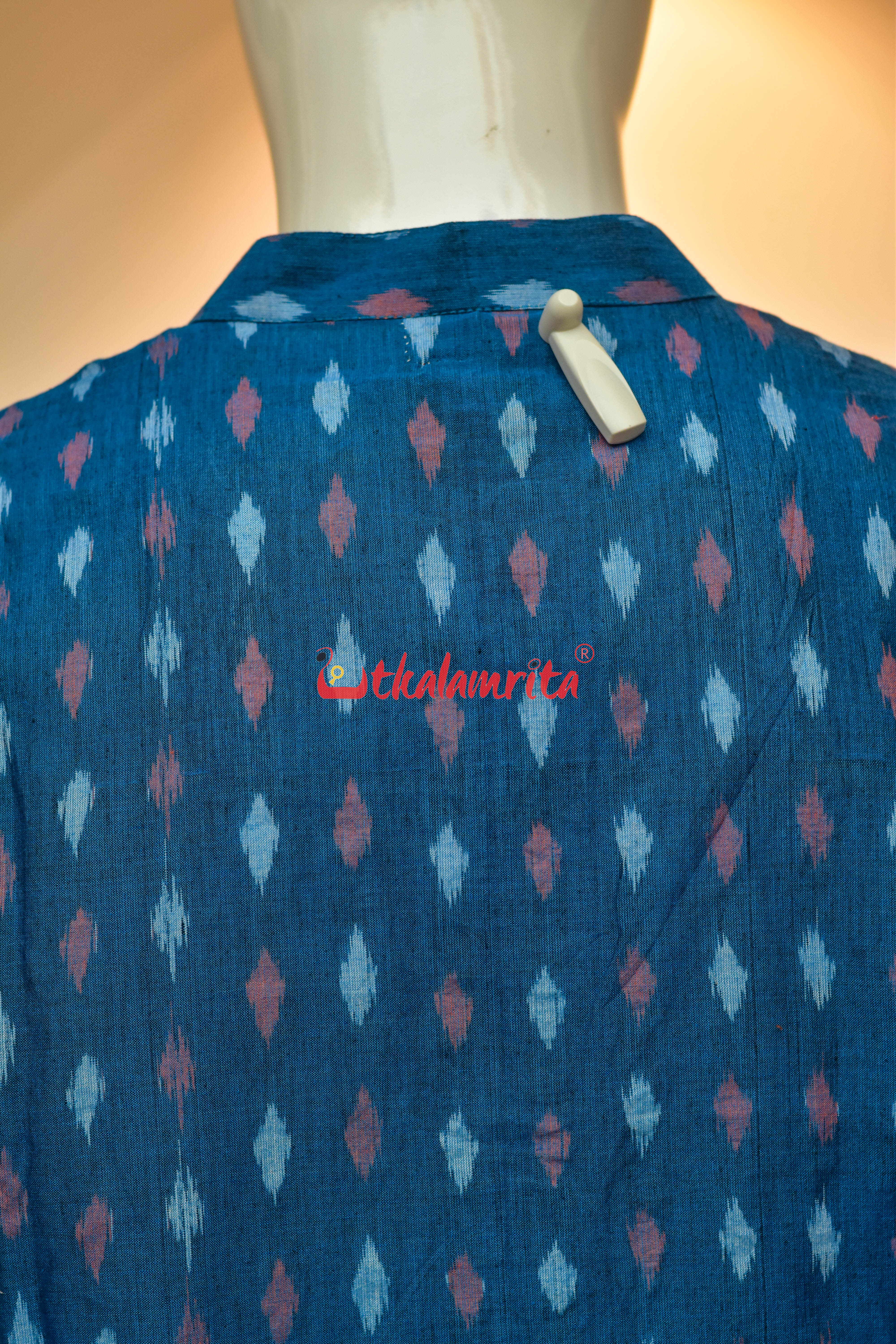 Teal Blue Dots (Men's Long Kurta)