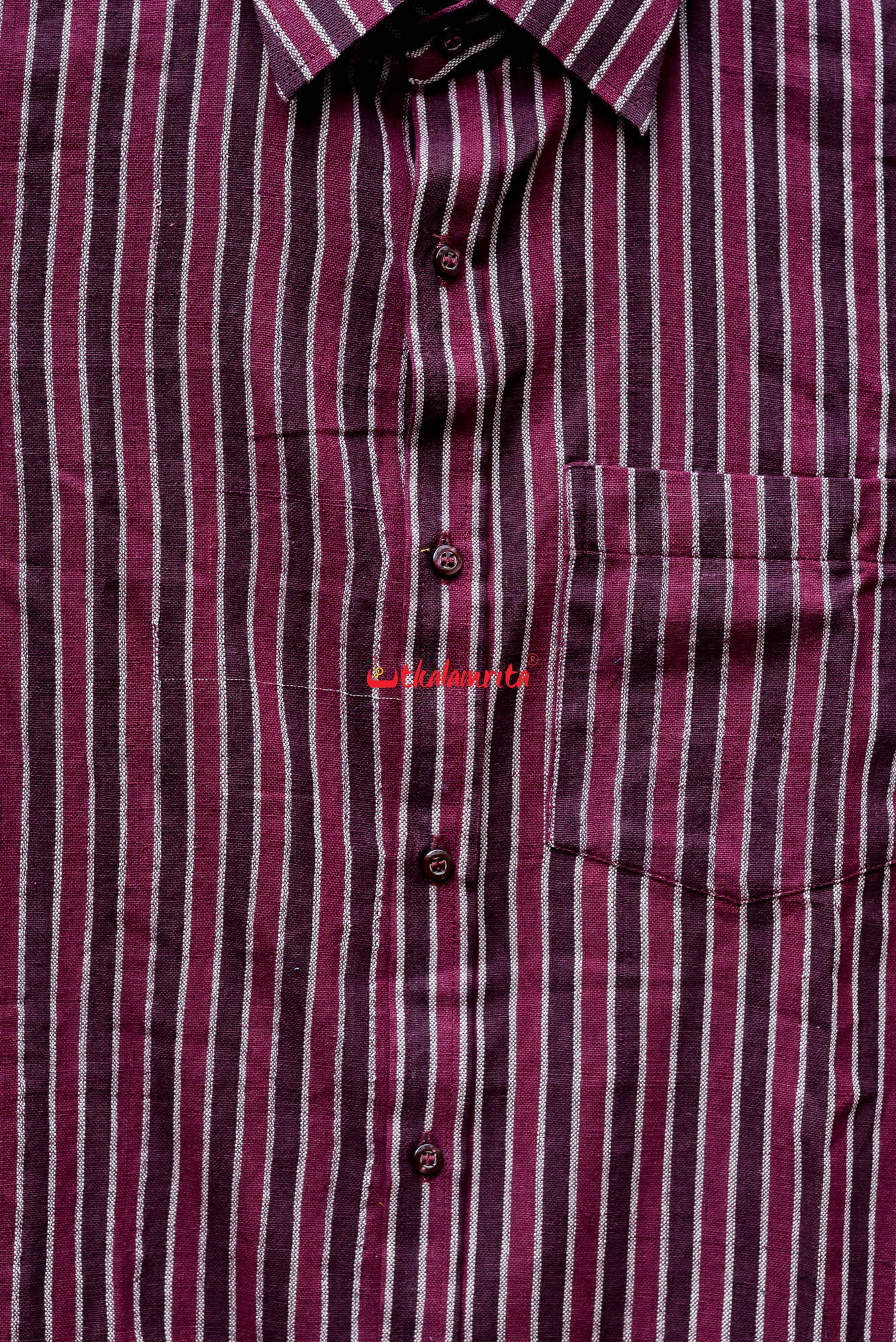 Maroon Coffee Lines- Half Kotpad Shirt