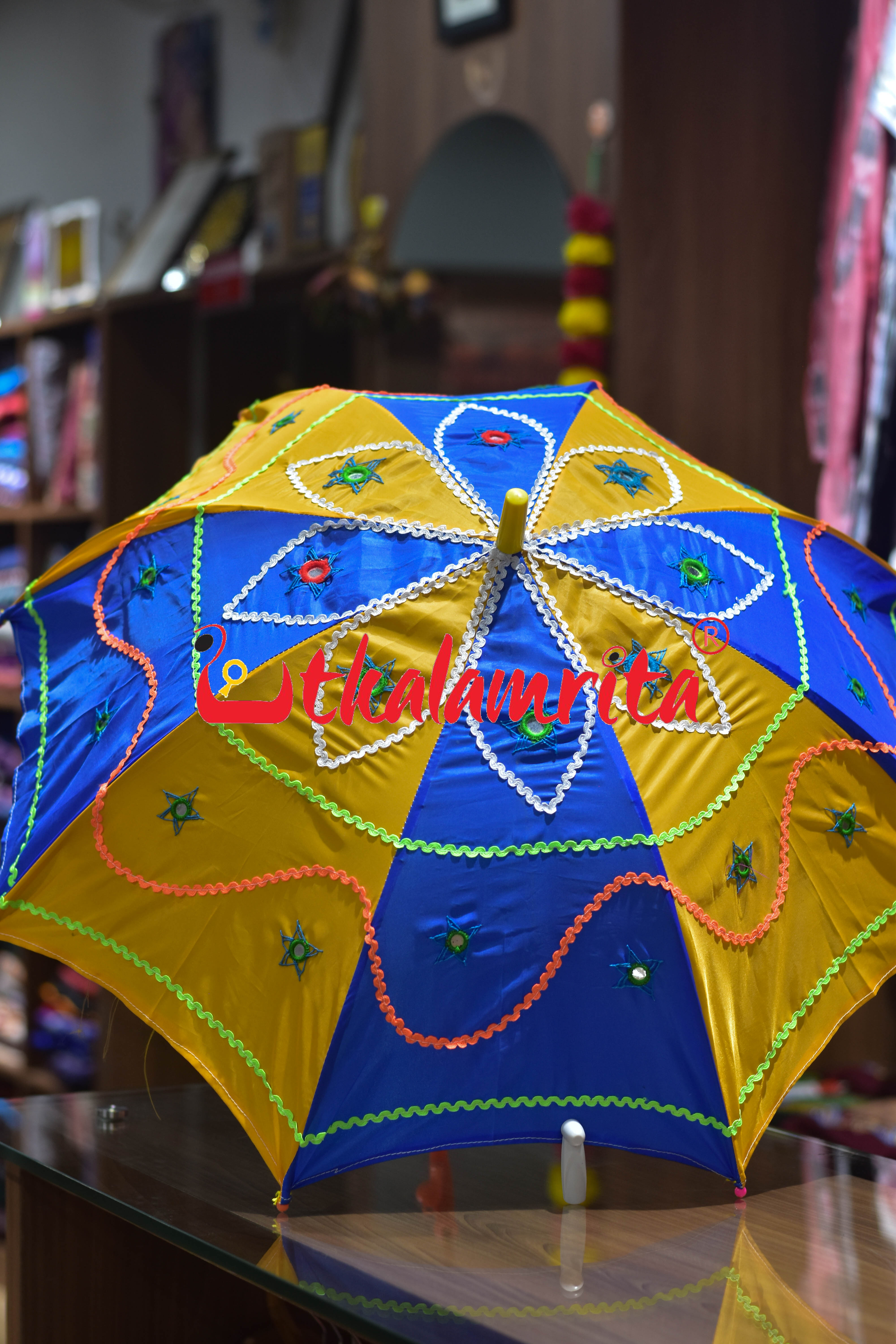 Blue Mustard Pipli Waterproof Umbrella