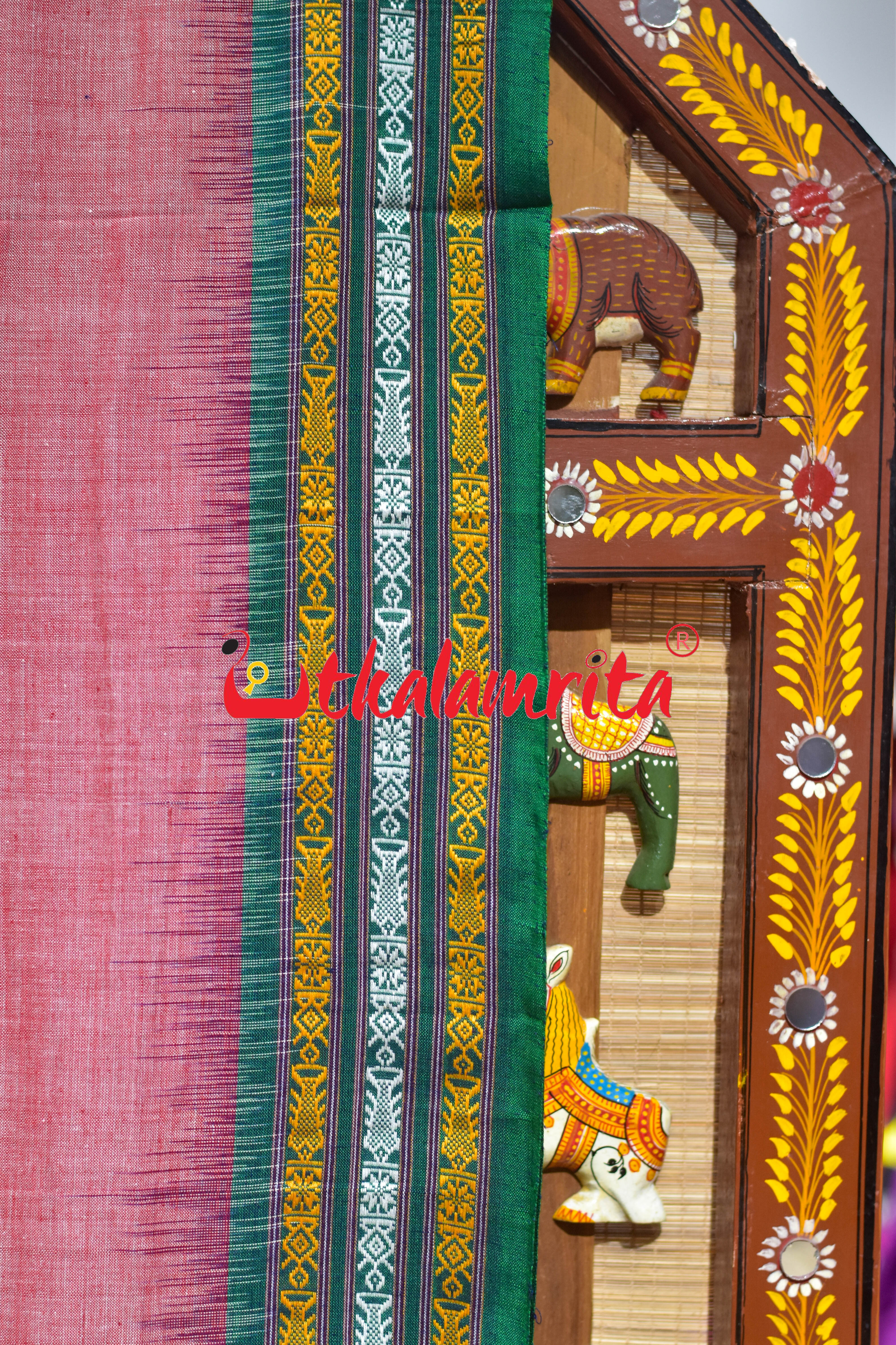 Pink Buta Phula Anchal Dhalapathar Cotton Saree