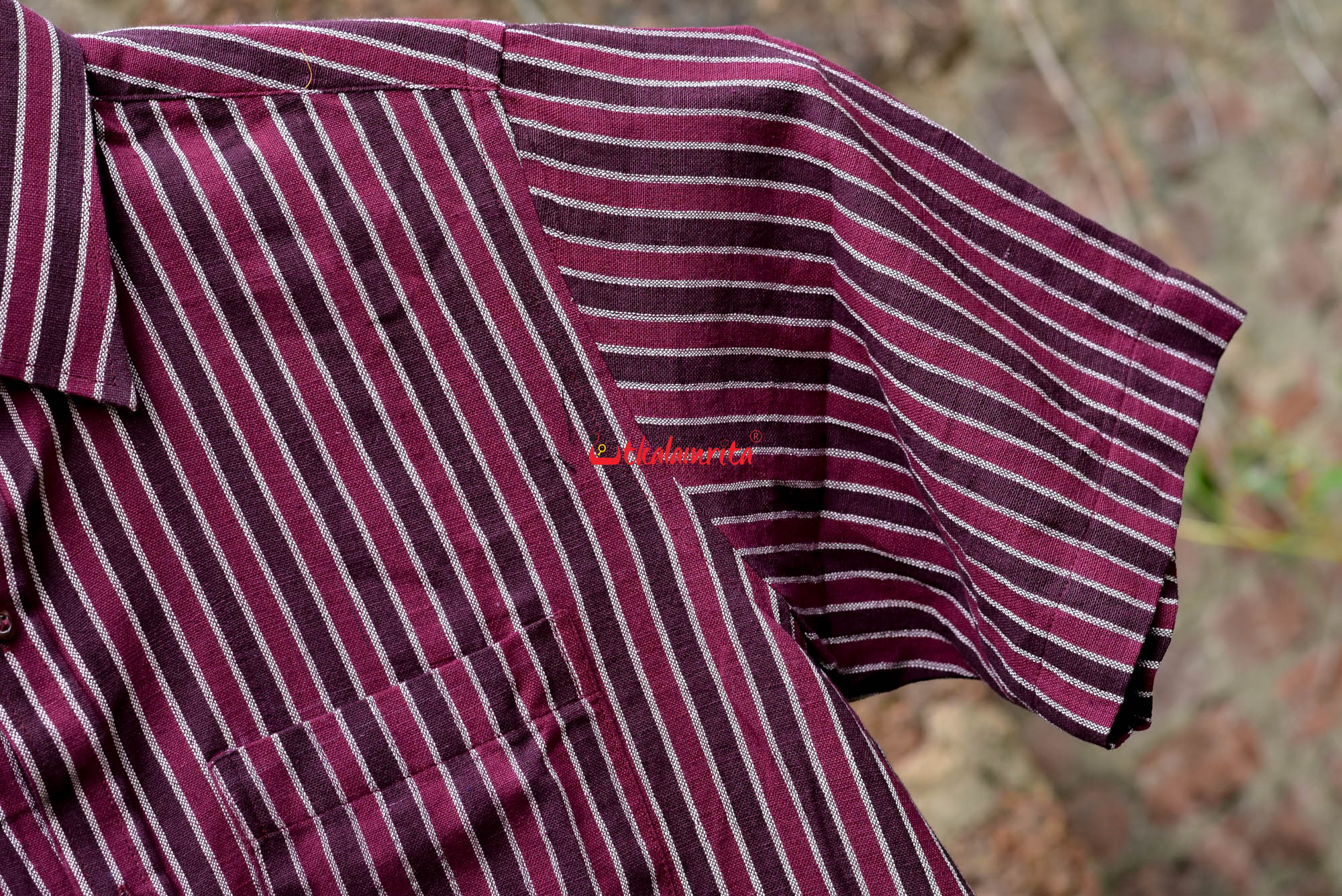 Maroon Coffee Lines- Half Kotpad Shirt