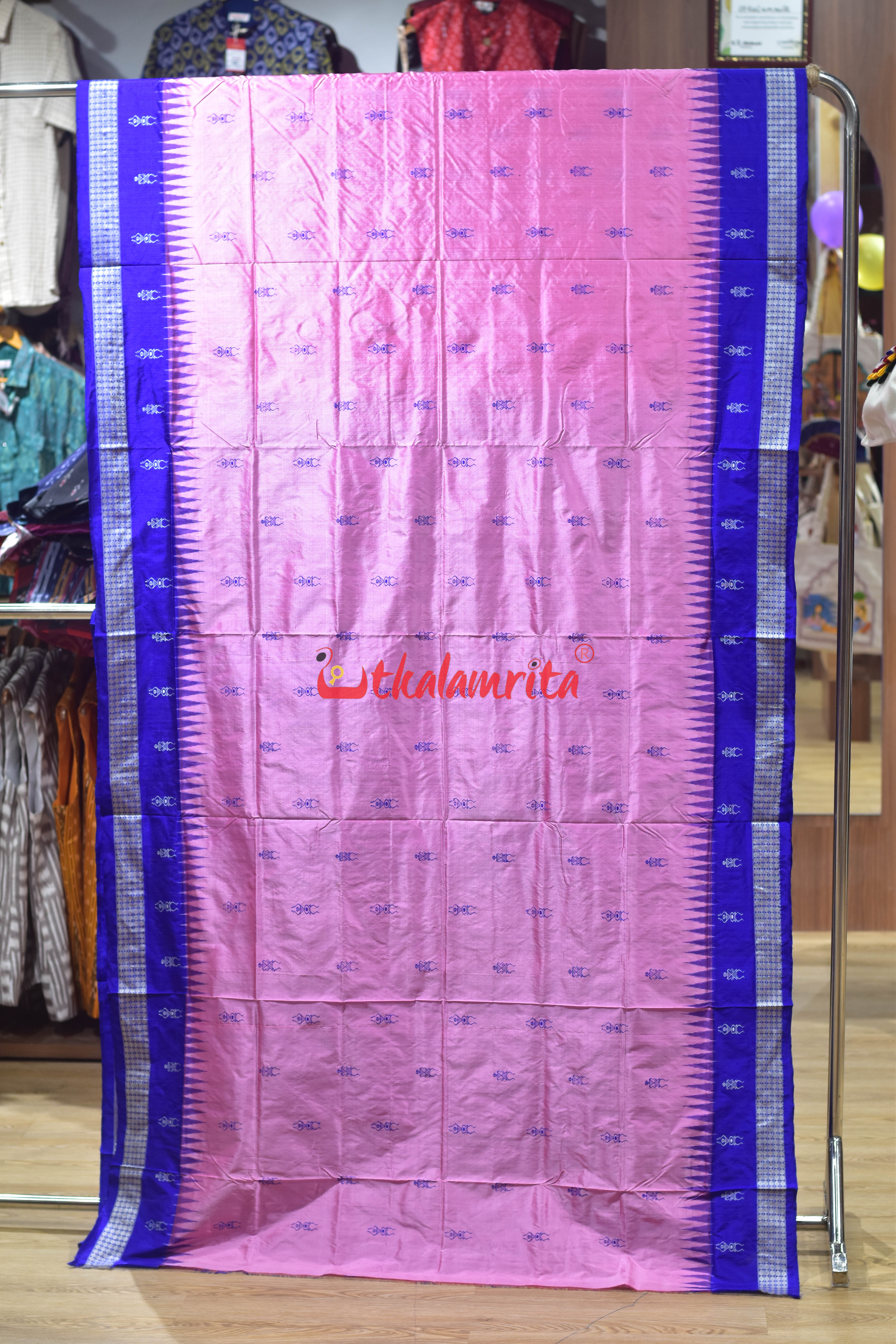 Baby Pink Tribals Bomkai Silk Saree